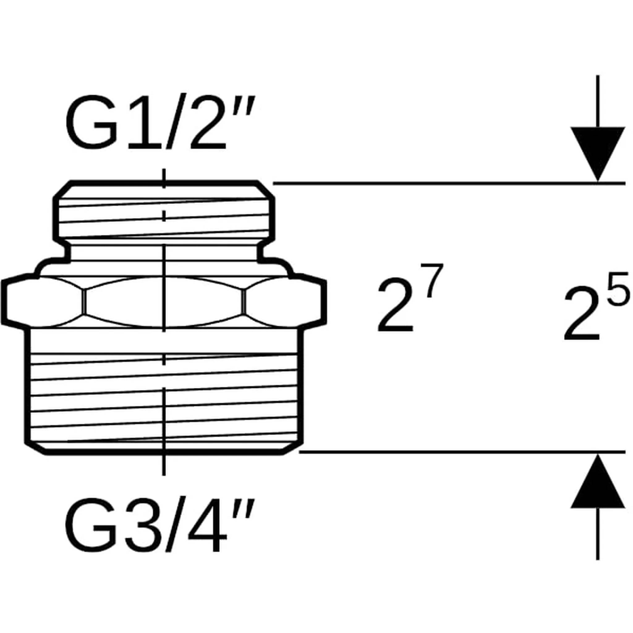 Geberit GE Mepla, Übergang auf Eurokonus, AG G1/2 x G3/4, vernickelt, 1 Stk.