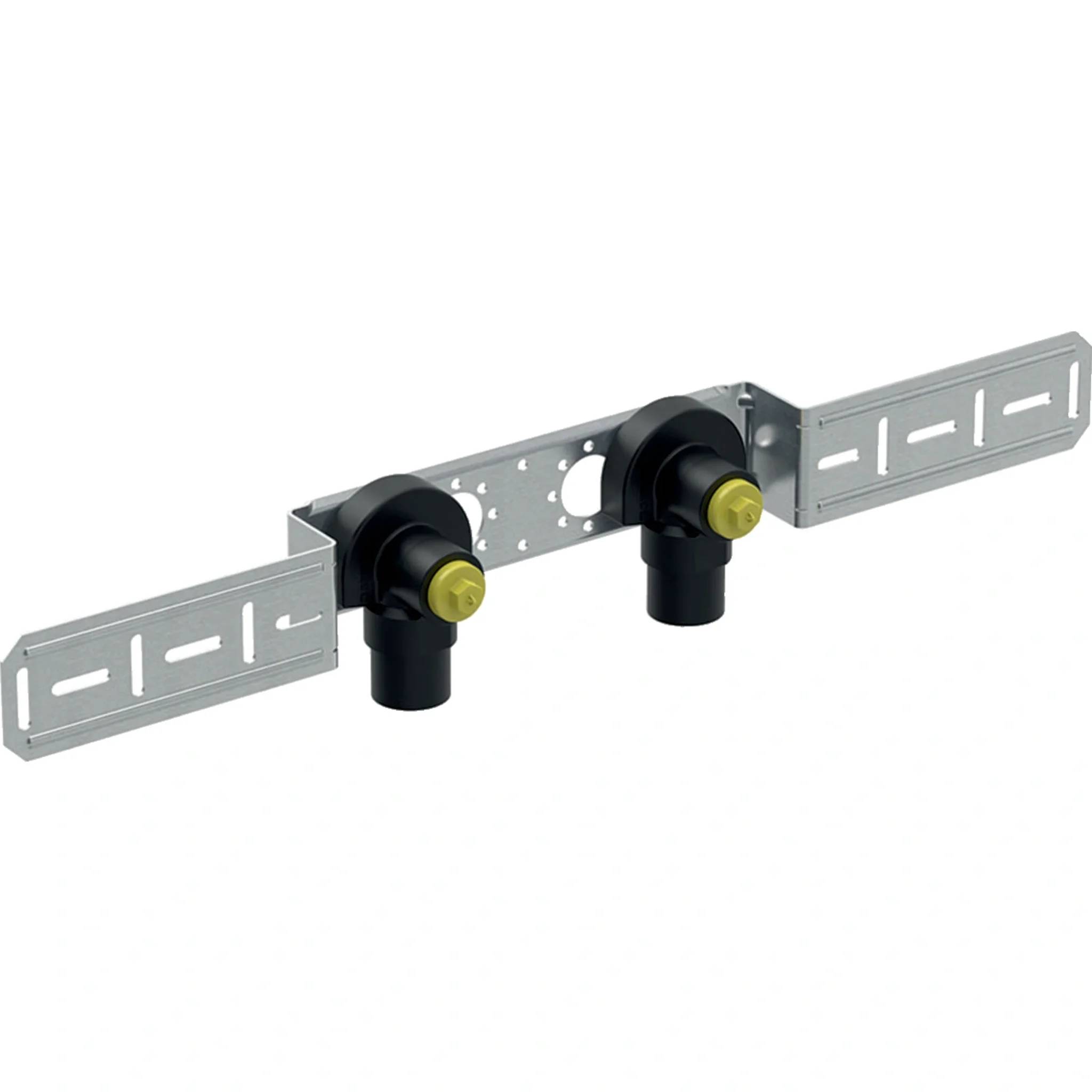 Geberit GE FlowFit Anschlusswinkel-Set, vormont., ged. 2-fach, Abgang d20mm x Rp1/2, AD 10cm, Rotguss, 1 Stk.