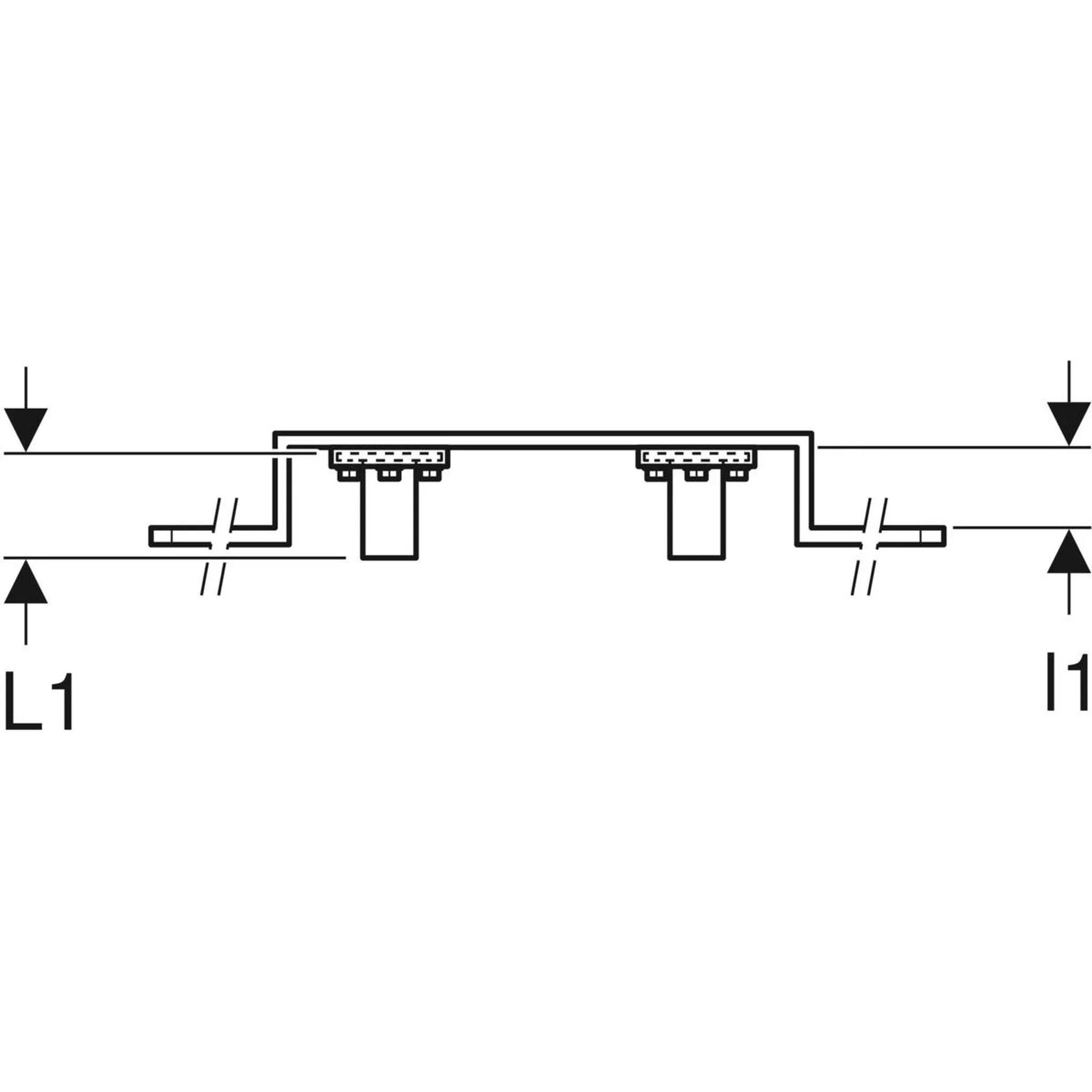 Geberit GE FlowFit Anschlusswinkel-Set, vormont., ged. 2-fach, Abgang d20mm x Rp1/2, AD 10cm, Rotguss, 1 Stk.