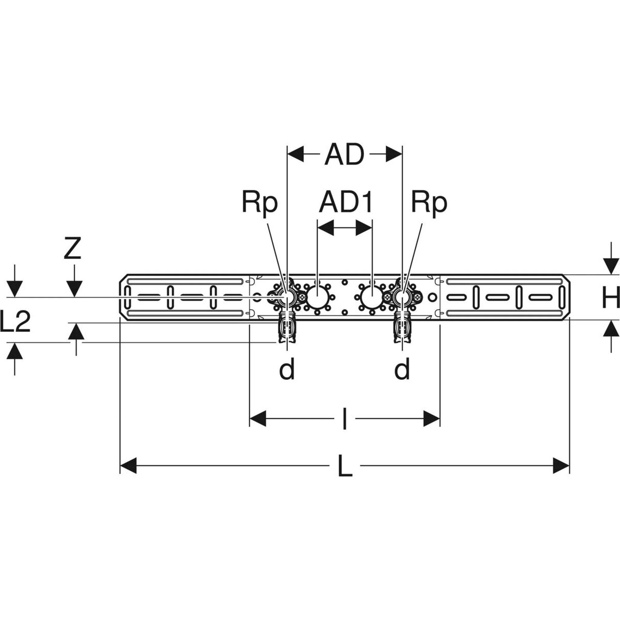 Geberit GE FlowFit Anschlusswinkel, vormontiert, Rotguss 2-fach, abgesetzt, d20mm x Rp1/2, AD 15,3 RG+, 1 Stk.