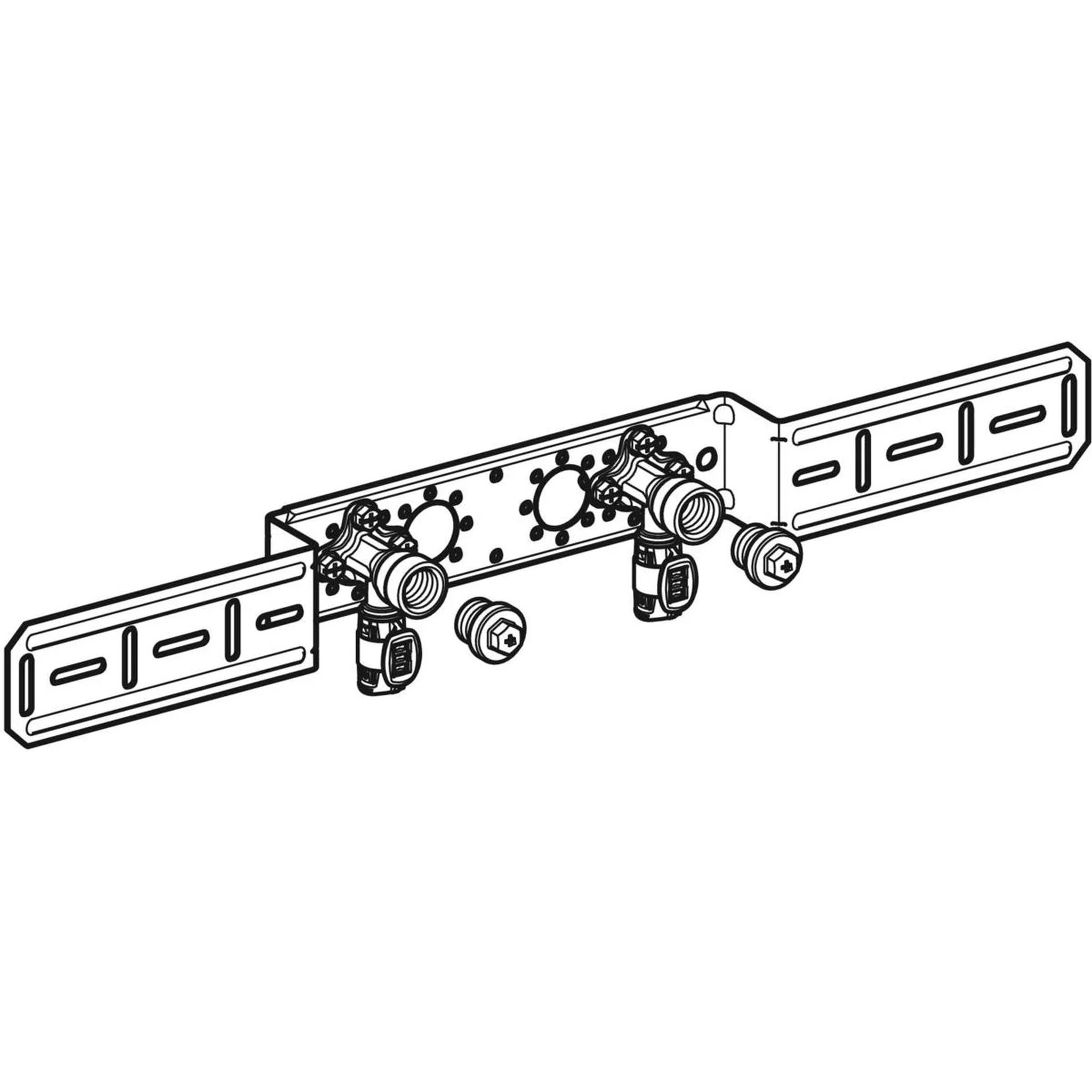 Geberit GE FlowFit Anschlusswinkel, vormontiert, Rotguss 2-fach, abgesetzt, d20mm x Rp1/2, AD 15,3 RG+, 1 Stk.