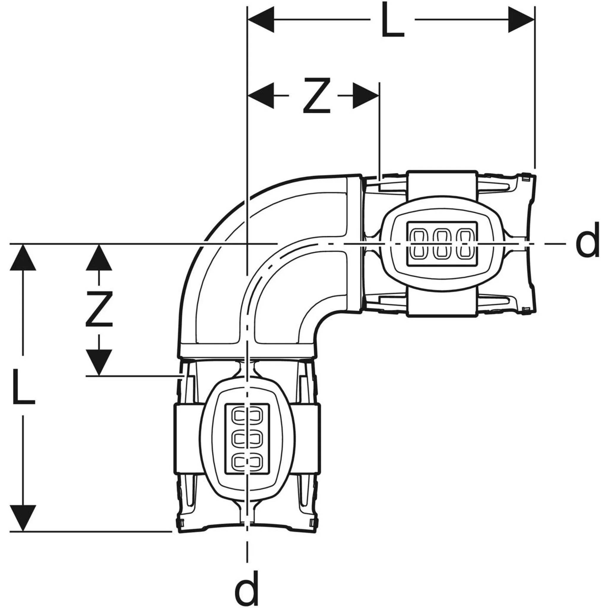 Geberit GE FlowFit, Bogen, PPSU, 90°, d40mm, 1 Stk.