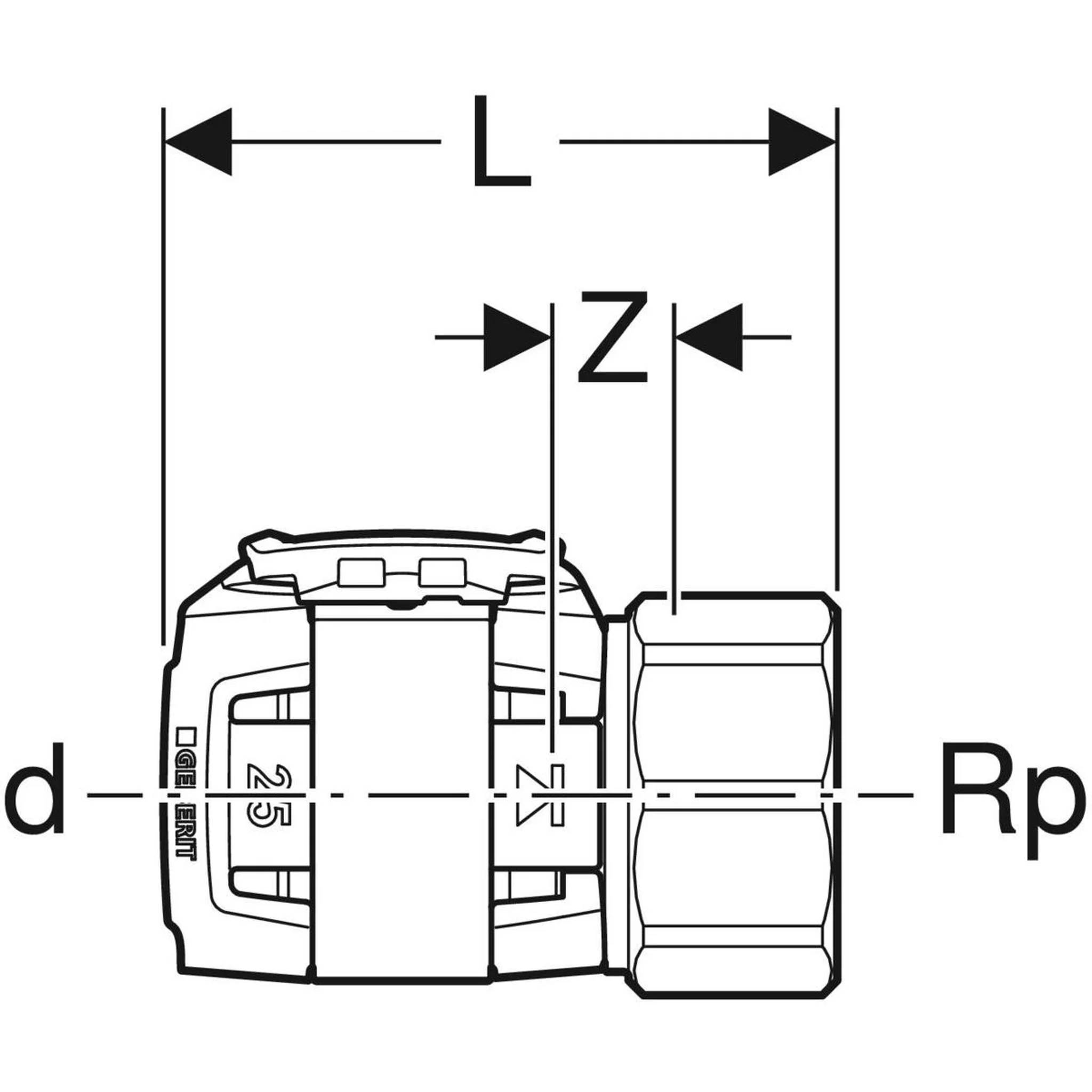 Geberit GE FlowFit, Übergang, IG, SiBr, d63mm, Rp2, 1 Stk.
