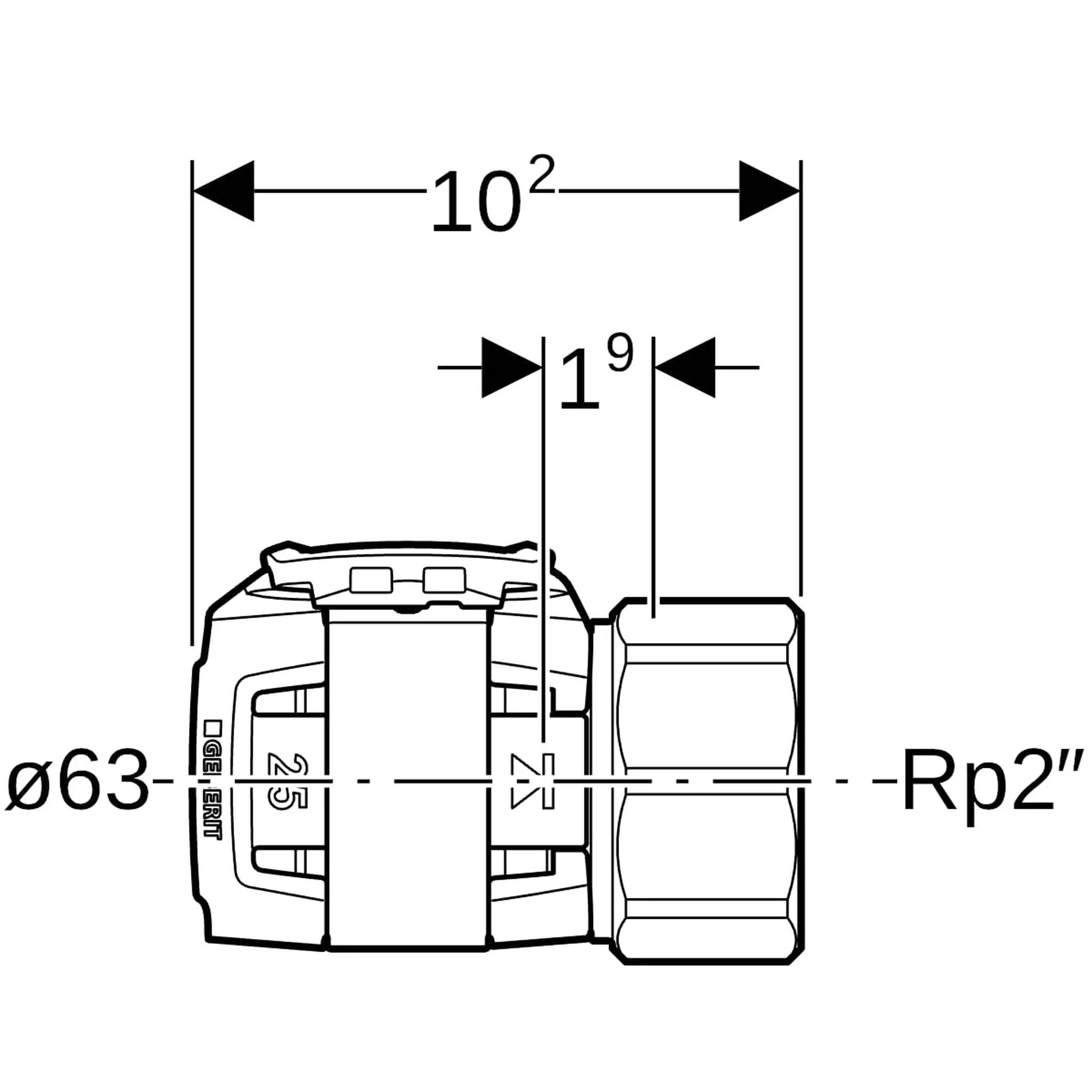 Geberit GE FlowFit, Übergang, IG, SiBr, d63mm, Rp2, 1 Stk.