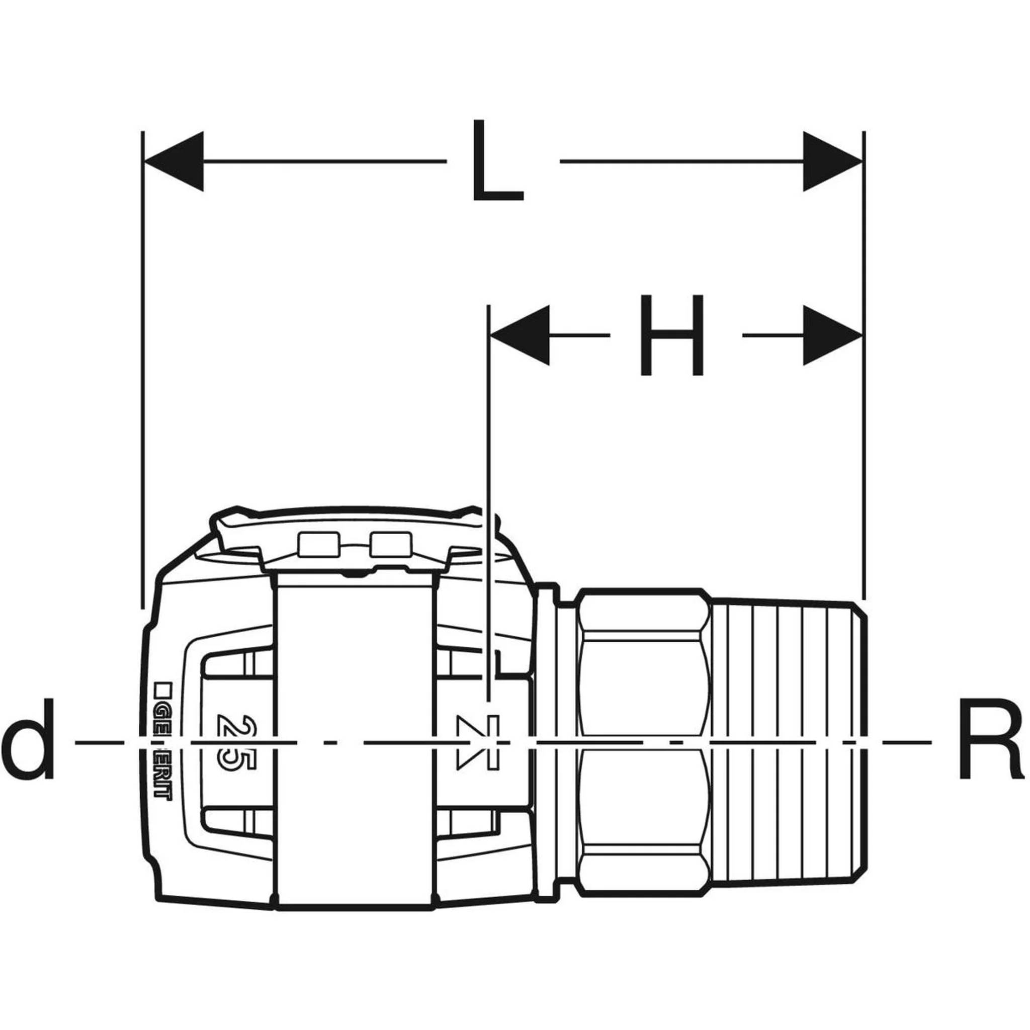 Geberit GE FlowFit, Übergang AG, SiBr, d16mm x R1/2, 1 Stk.