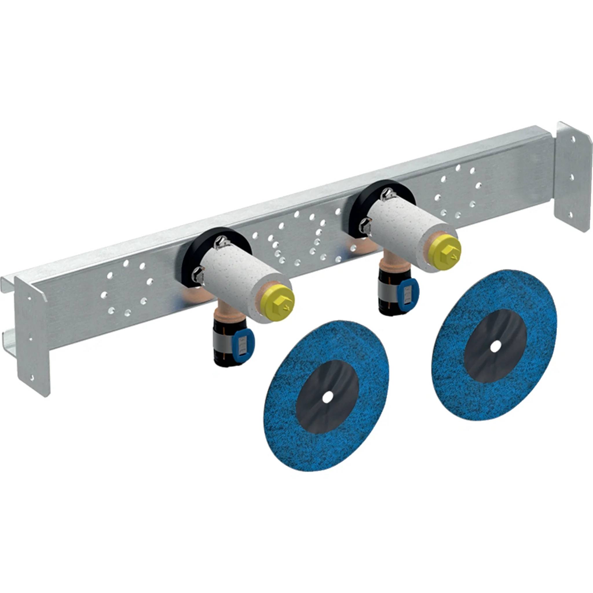 Geberit GE FlowFit Anschlusswinkel, vormontiert, gerade, 2-fach, d20mm x Rp1/2, AD15,3cm, LB RG+, 1 Stk.