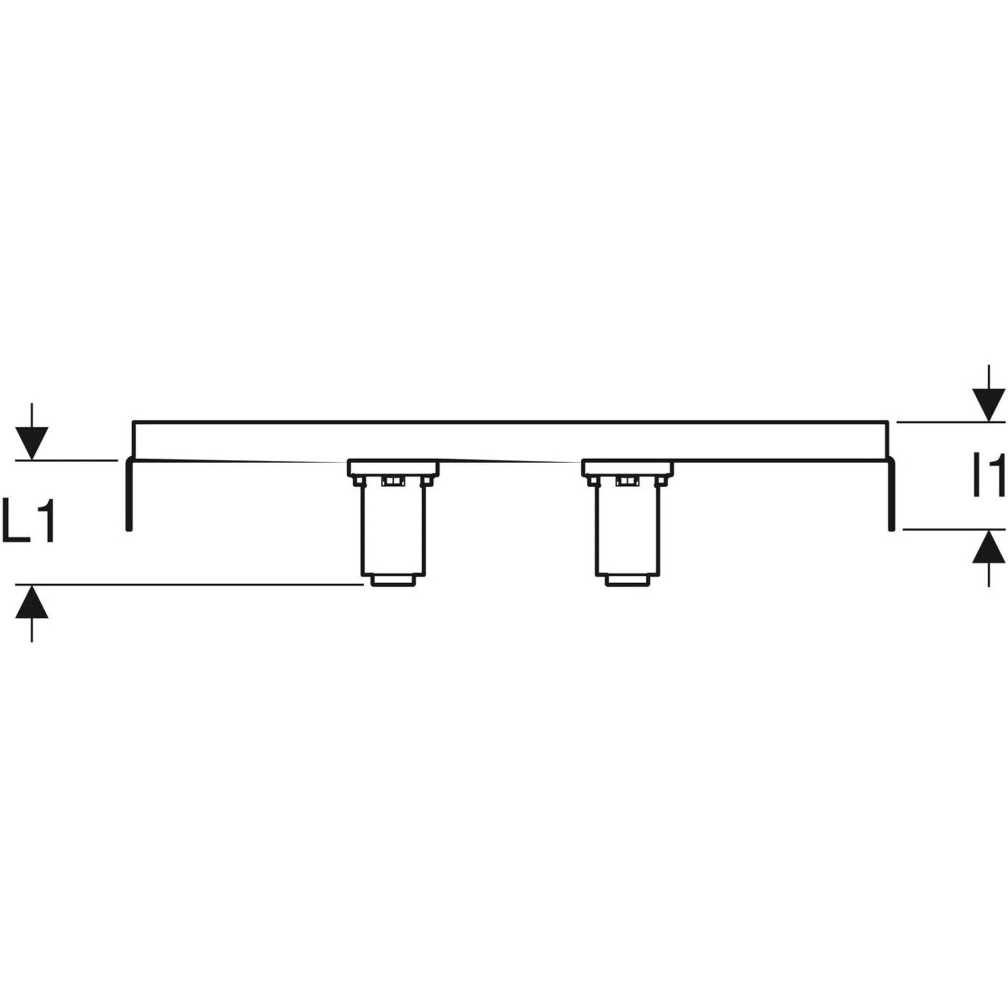 Geberit GE FlowFit Anschlusswinkel, vormontiert, gerade, 2-fach, d20mm x Rp1/2, AD15,3cm, LB RG+, 1 Stk.
