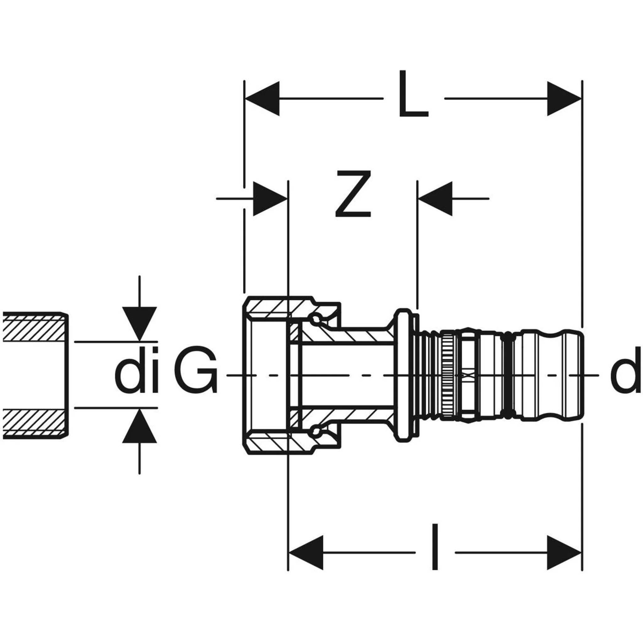 Geberit GE Mepla, Übergang RG, mit Überwurfmutter, d32mm x G1 1/2, 5 Stk.