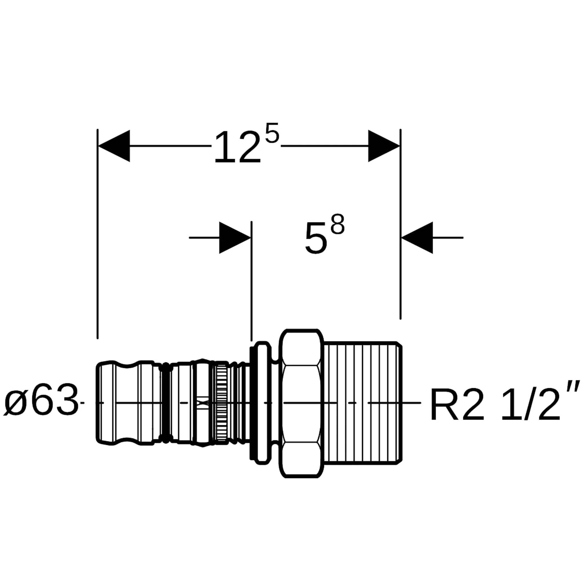 Geberit GE Mepla Übergang, Außengewinde, RG, d63mm, R2 1/2, 2 Stk.
