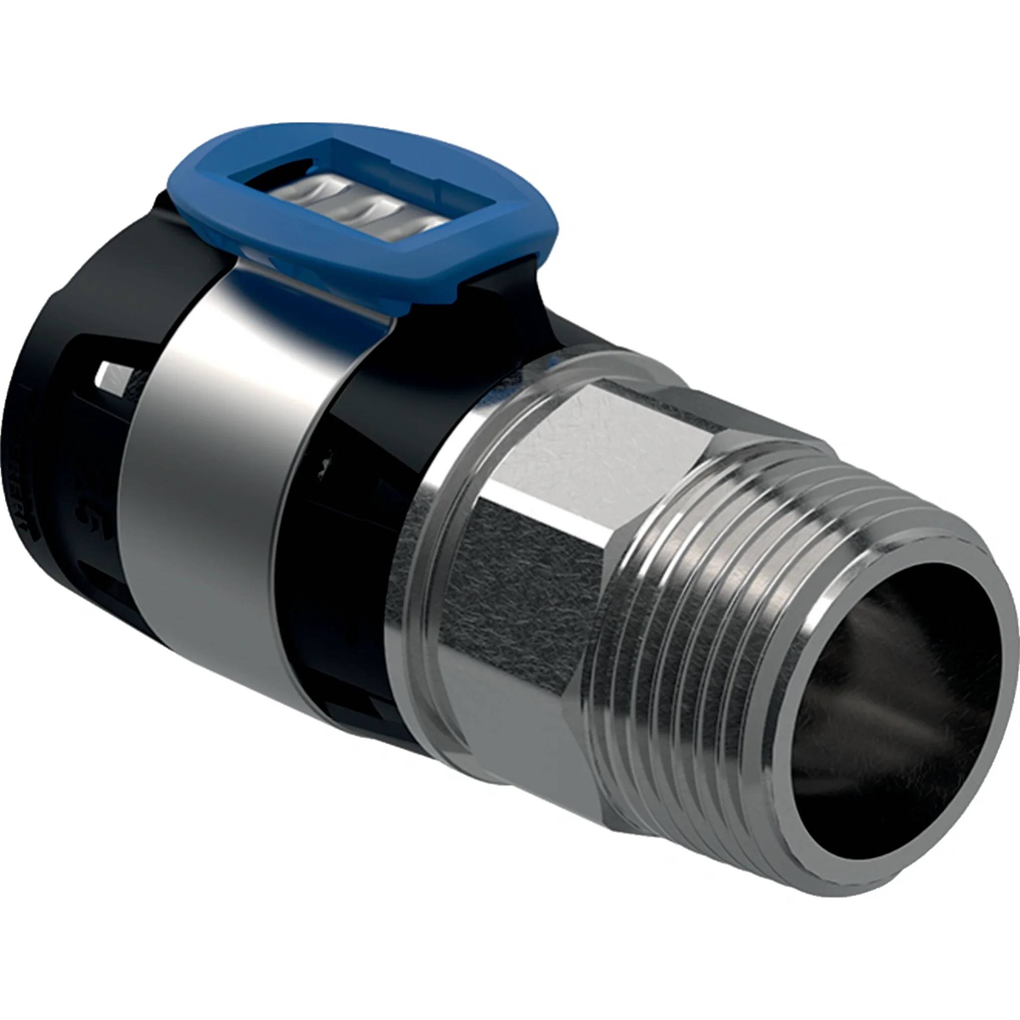 Geberit GE FlowFit, Übergang, AG, Edelstahl, d20mm x R1/2, 1 Stk.