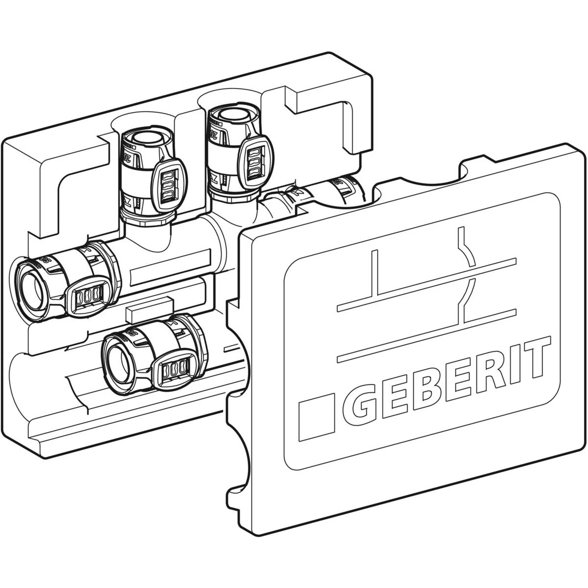 Geberit GE FlowFit Kreuzungs-T-Stk., SiBr, d20 x 16 x 20mm, mit Dämmbox, 1 Stk.