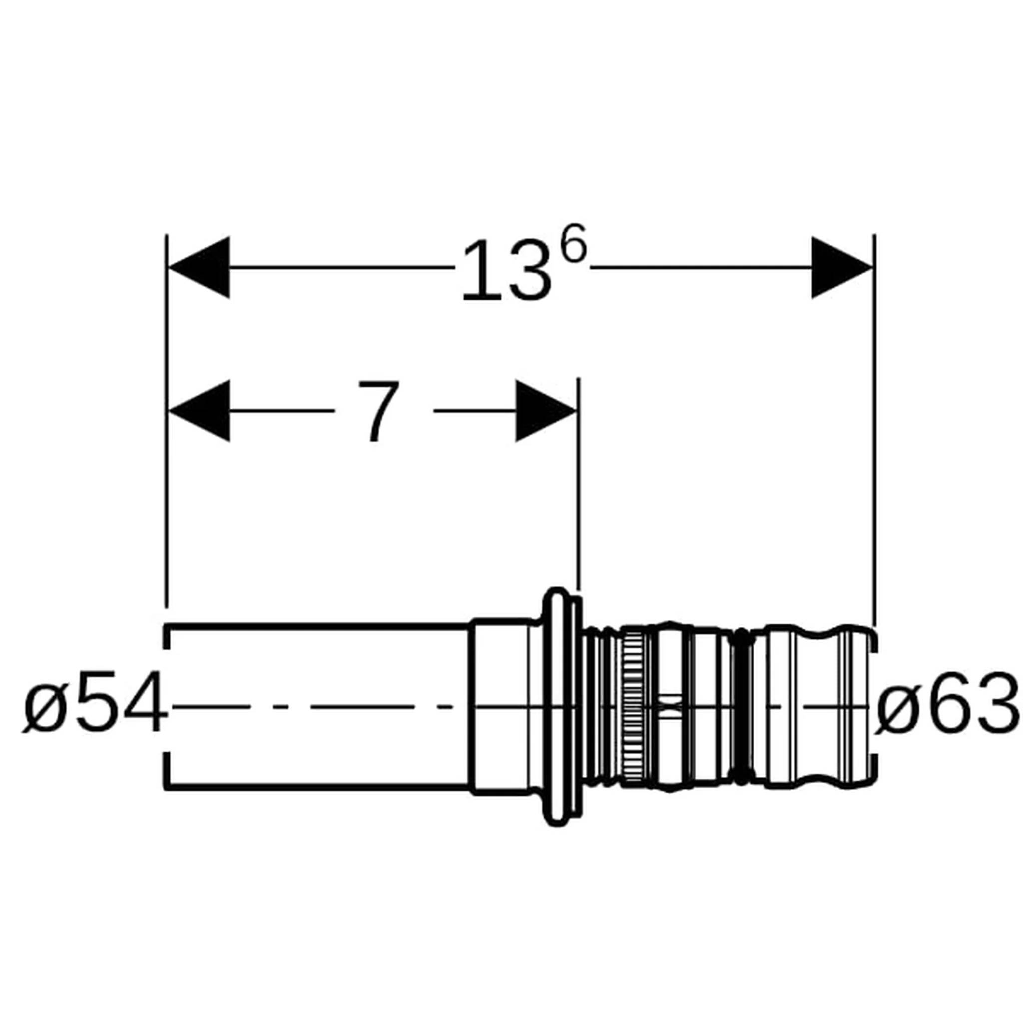 Geberit GE Mepla, Übergang auf Mapress, mit Einschubende, d63 x 54mm, 1 Stk.