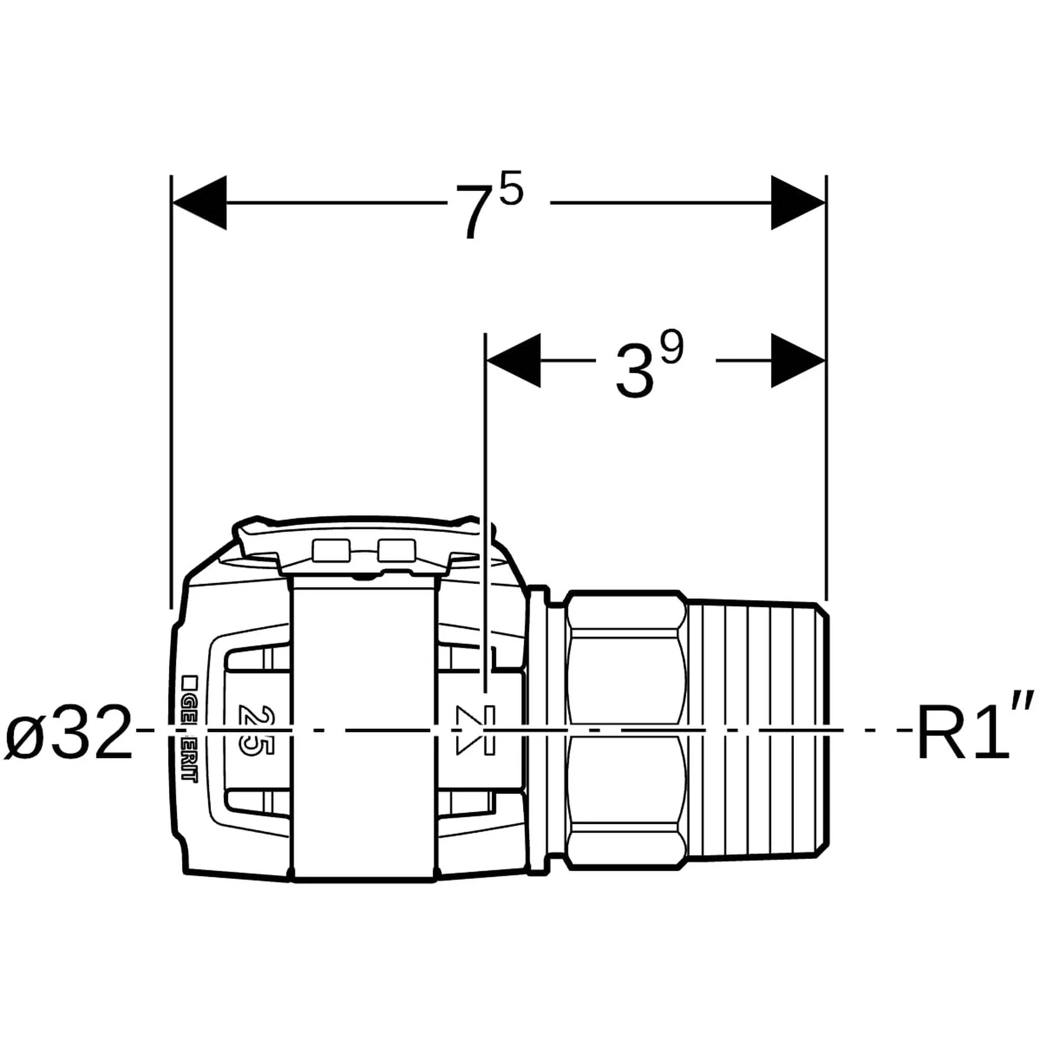 Geberit GE FlowFit, Übergang, AG, Edelstahl, d32mm x R1, 1 Stk.