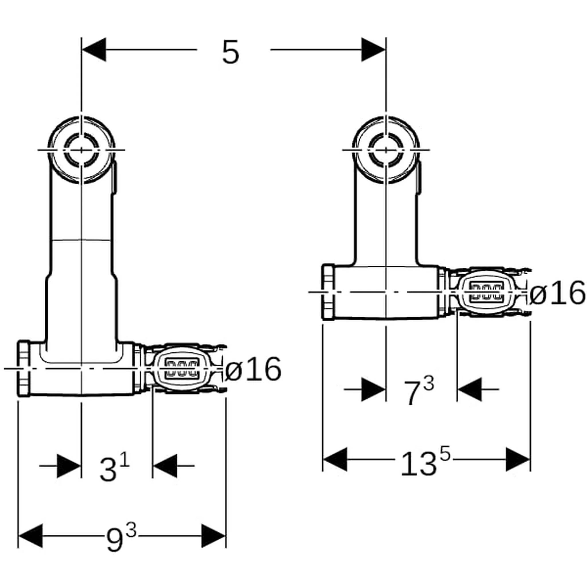 Geberit GE FlowFit An-T-Endstück, VL/RL, SiBr, d15 x 16mm, mit Anschlussverschraubung, EK, 1 Stk.