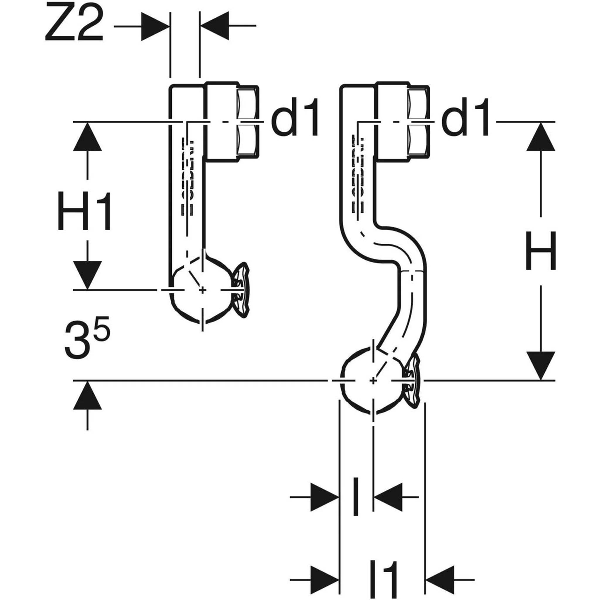 Geberit GE FlowFit An-T-Endstück, VL/RL, SiBr, d15 x 16mm, mit Anschlussverschraubung, EK, 1 Stk.