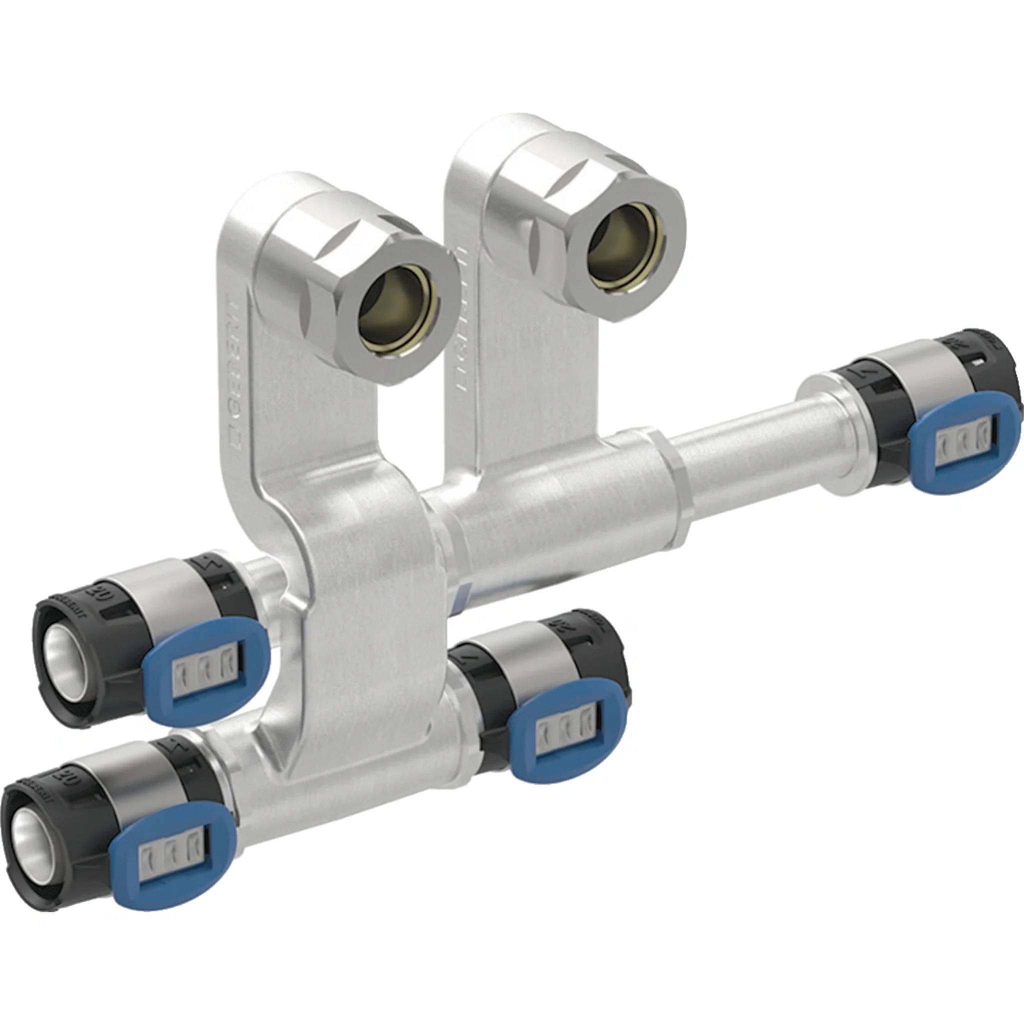 Geberit GE FlowFit An-T-Stück, VL/RL, SiBr, d16, 15, 16mm, mit An-Verschraubung, EK, 1 Stk.