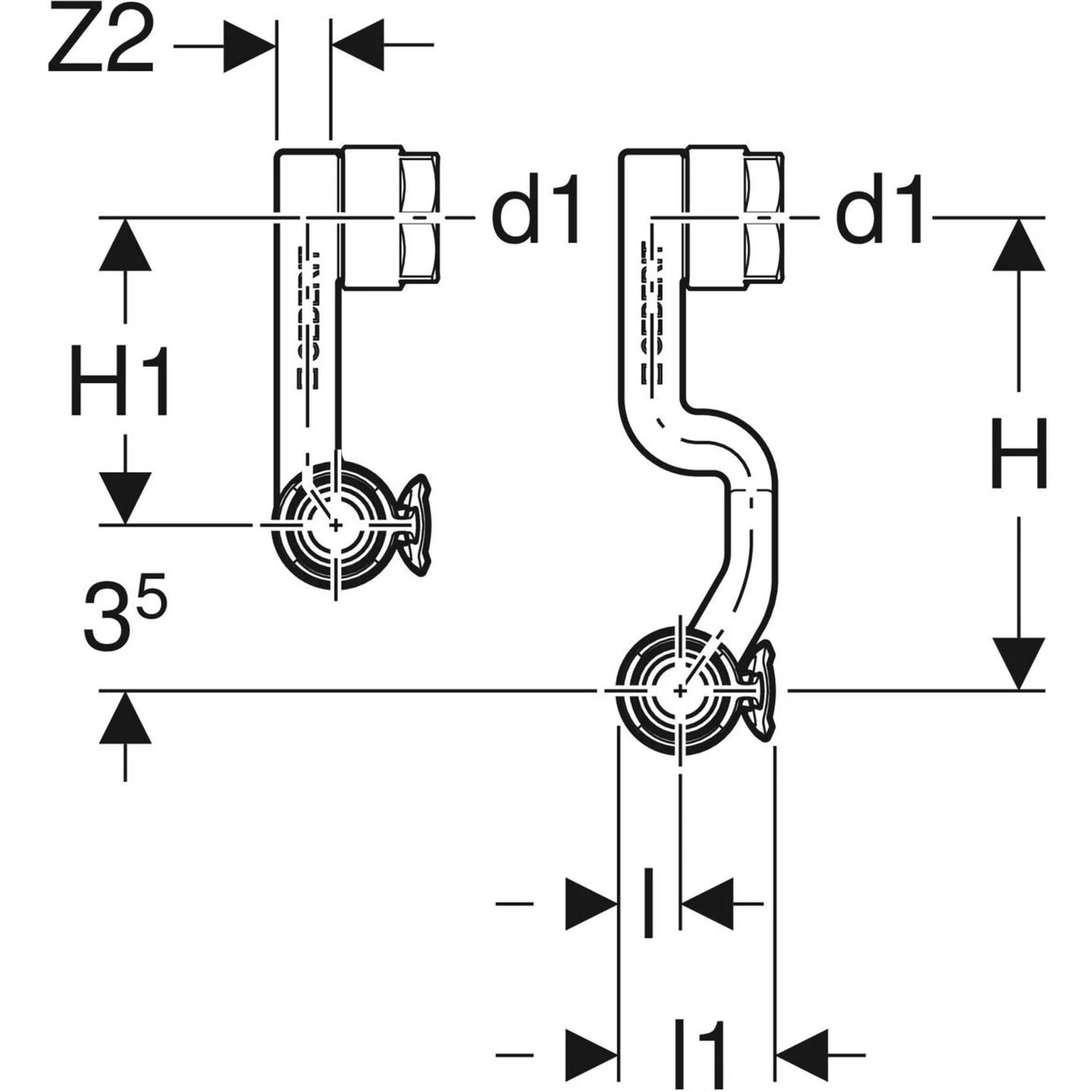 Geberit GE FlowFit An-T-Stück, VL/RL, SiBr, d16, 15, 16mm, mit An-Verschraubung, EK, 1 Stk.