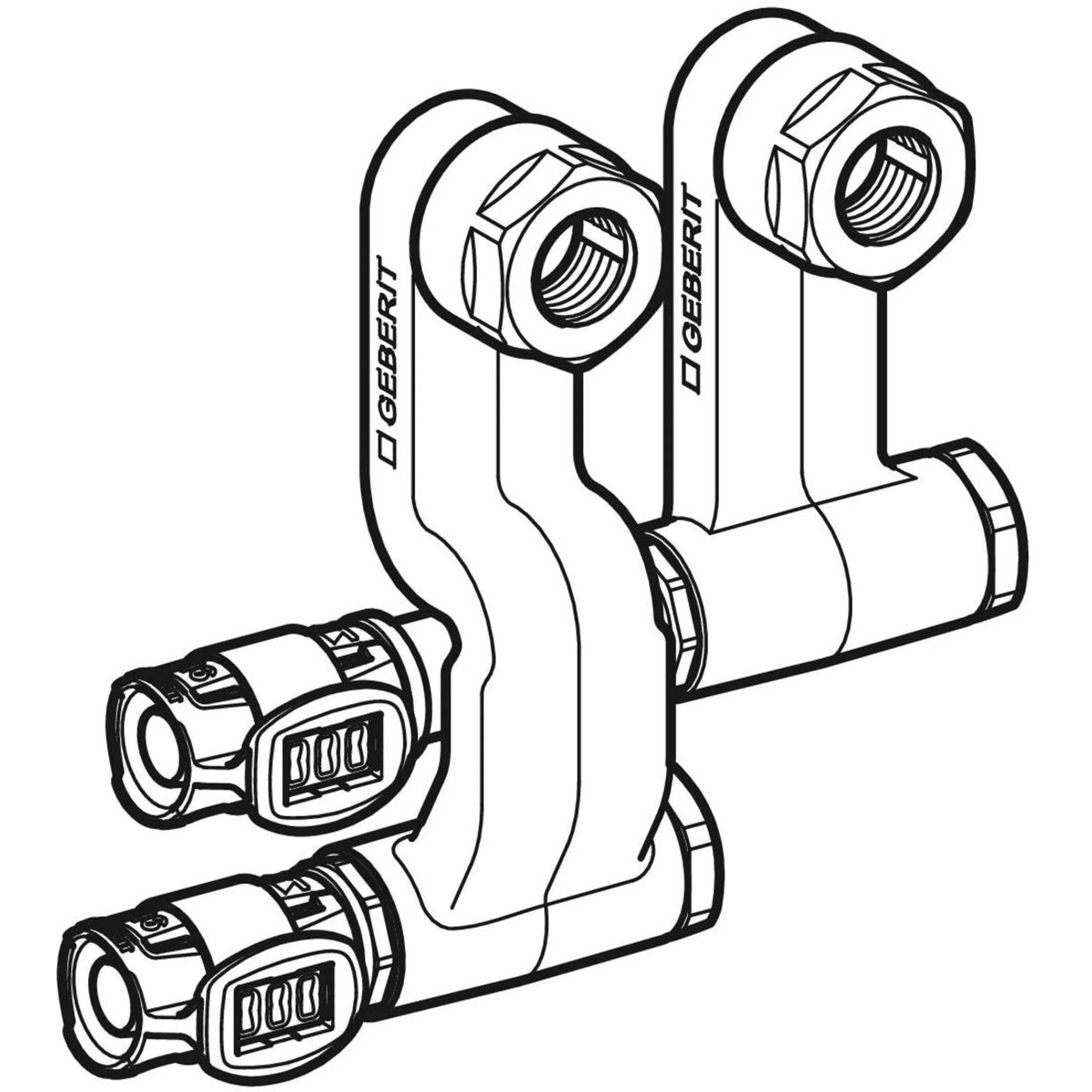 Geberit GE FlowFit An-T-Endstück, VL/RL SiBr, d16 x 15mm, mit Anschlussverschraubung EK, 1 Stk.