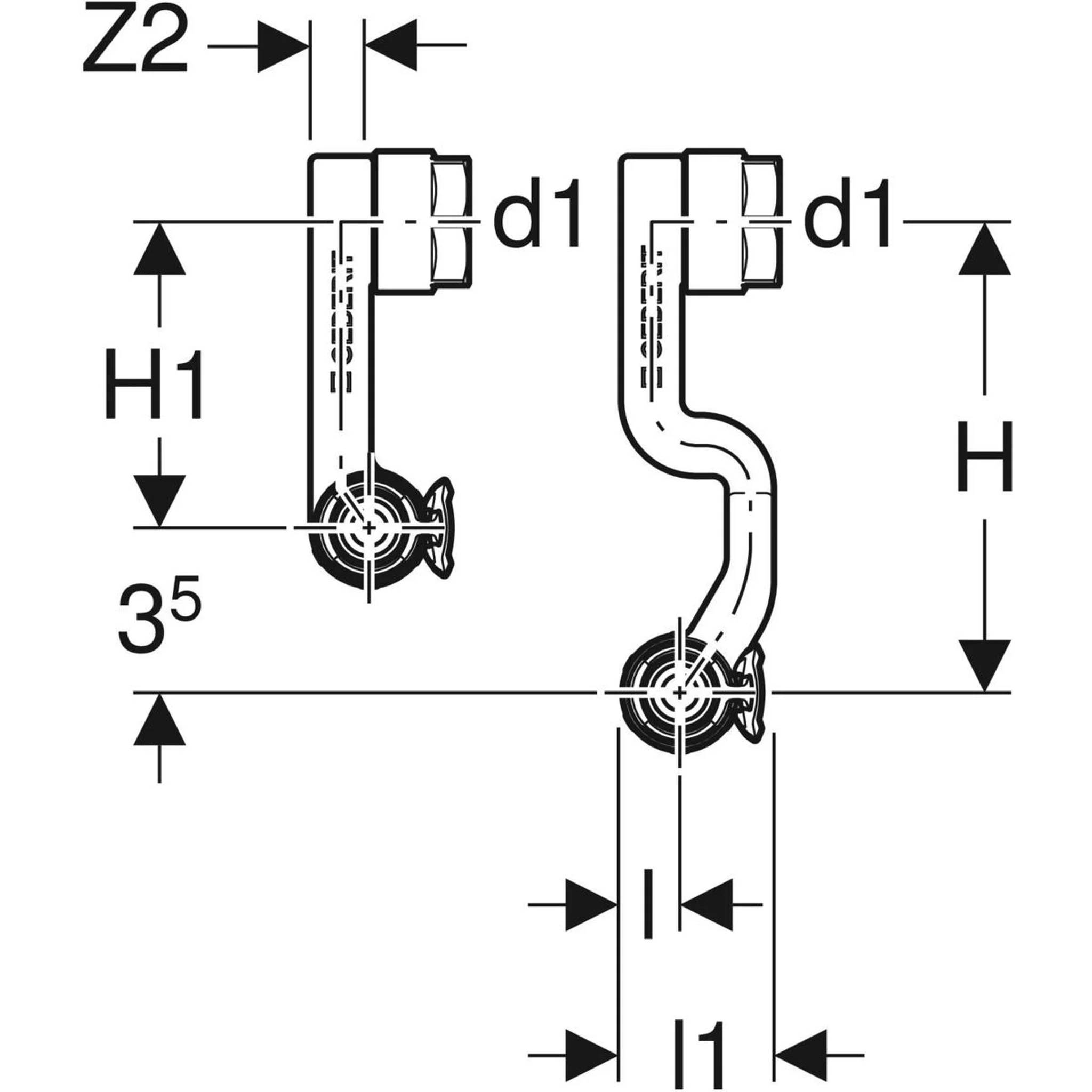 Geberit GE FlowFit An-T-Endstück, VL/RL SiBr, d16 x 15mm, mit Anschlussverschraubung EK, 1 Stk.
