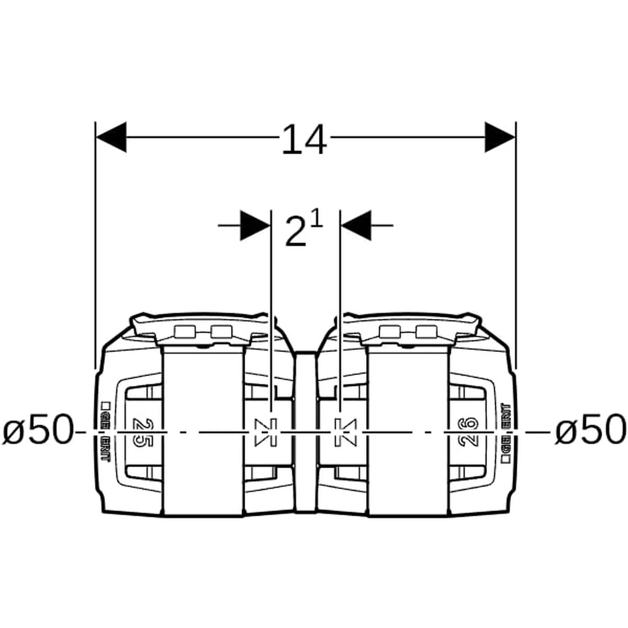 Geberit GE FlowFit, Übergang, Mepla SiBr, d50 x 50 mm, 1 Stk.