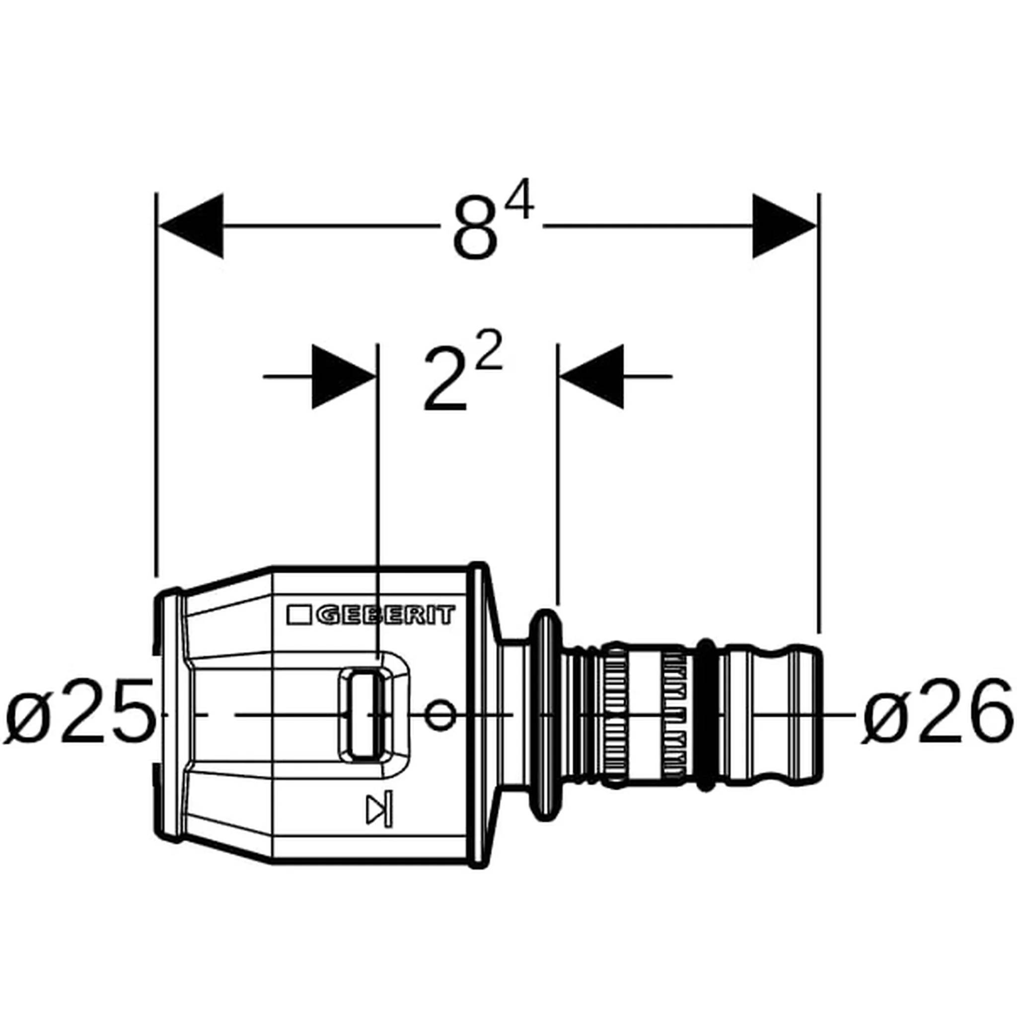 Geberit GE PushFit Übergang, PVDF auf Mepla, d25 x d26mm, 1 Stk.