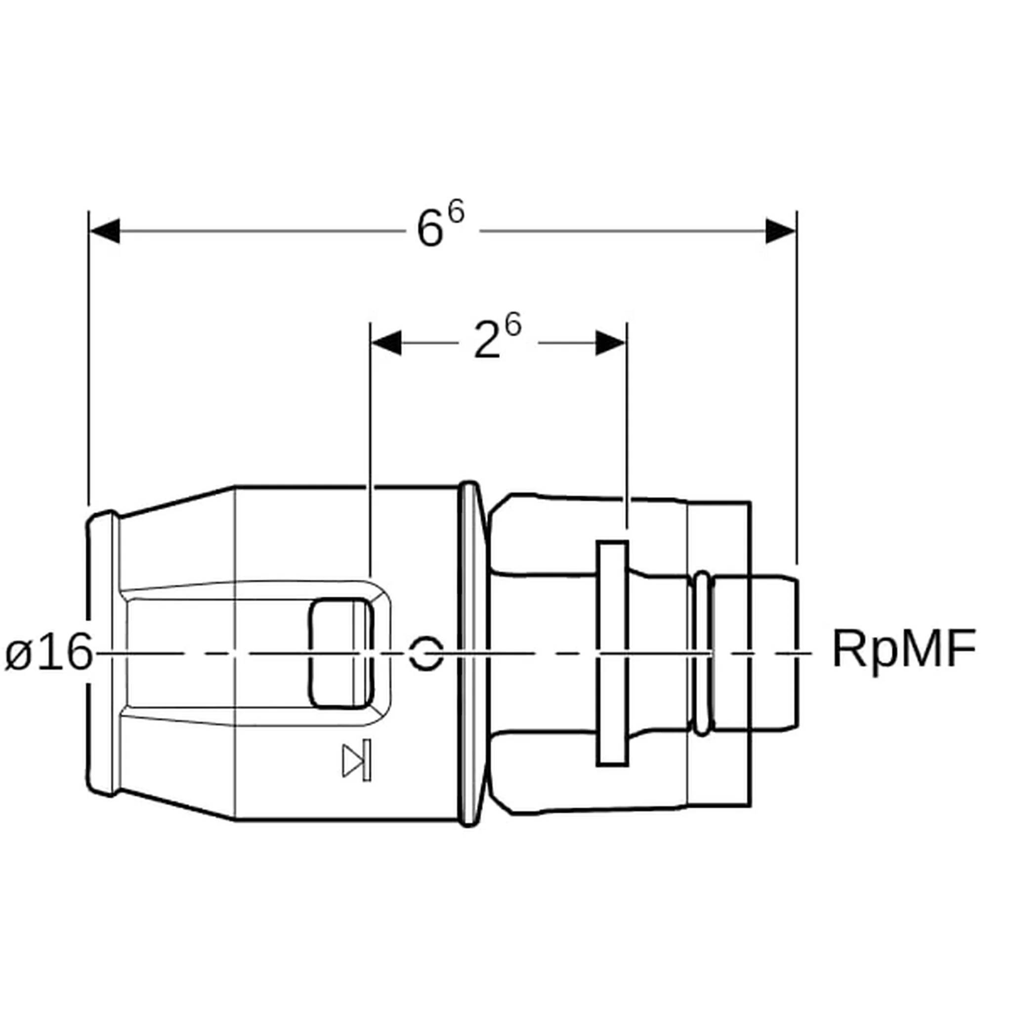 Geberit GE PushFit Übergang, PVDF, MasterFix, d16mm x RpMF1/2, 1 Stk.