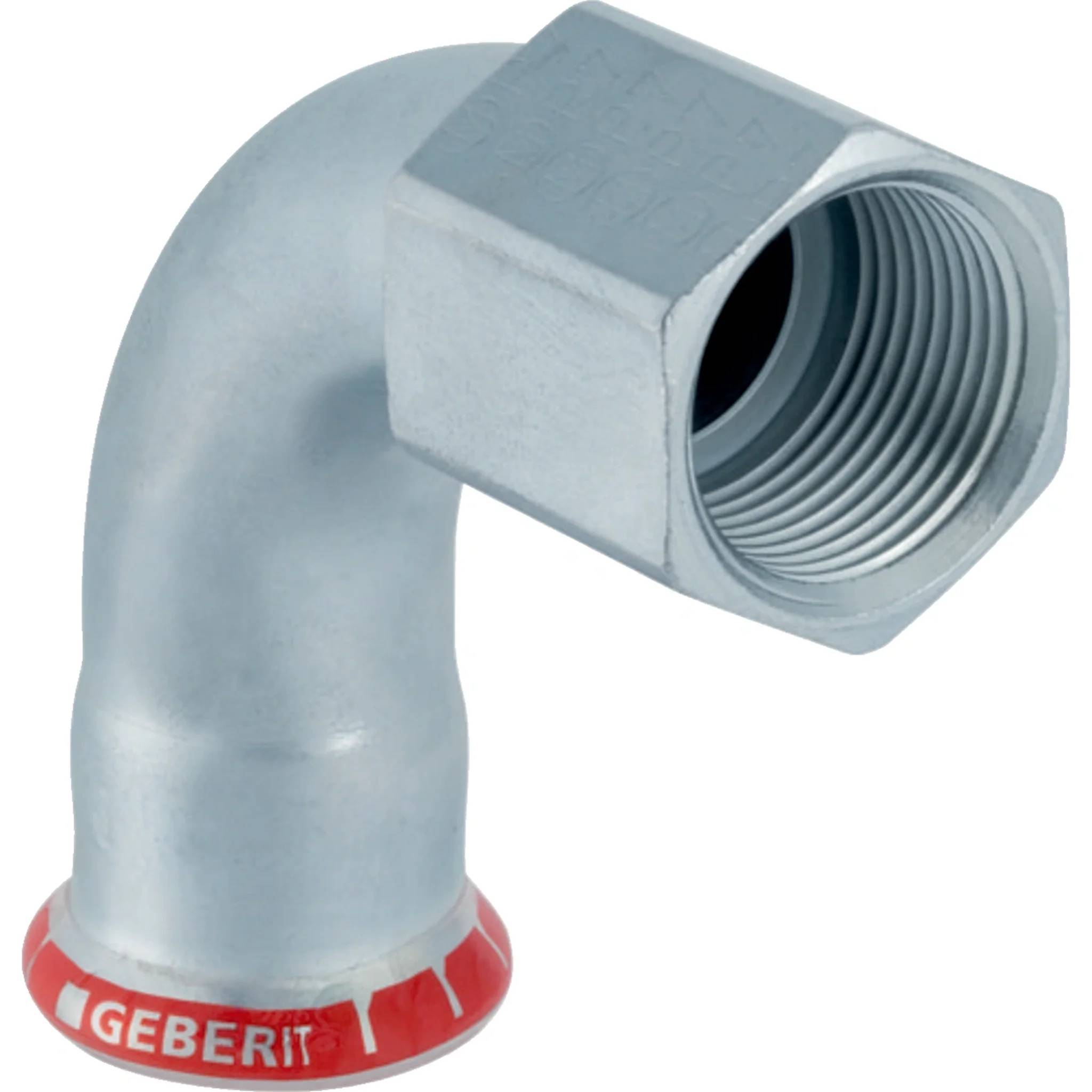 Geberit GE Mapress C-Stahl, Übergangsbogen, 90 Grad, d 15 mm x Rp 1/2, verzinkt, 1 Stk.