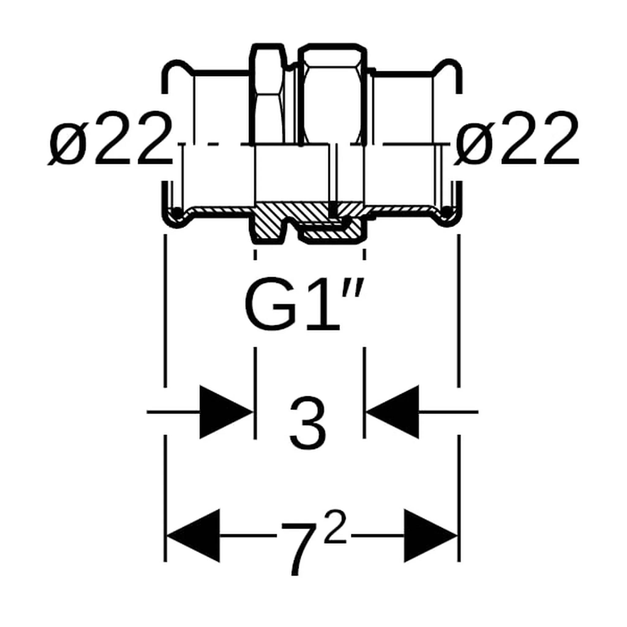 Geberit GE Mapress, C-Stahl, Verschraubung, d22mm, 1 Stk.