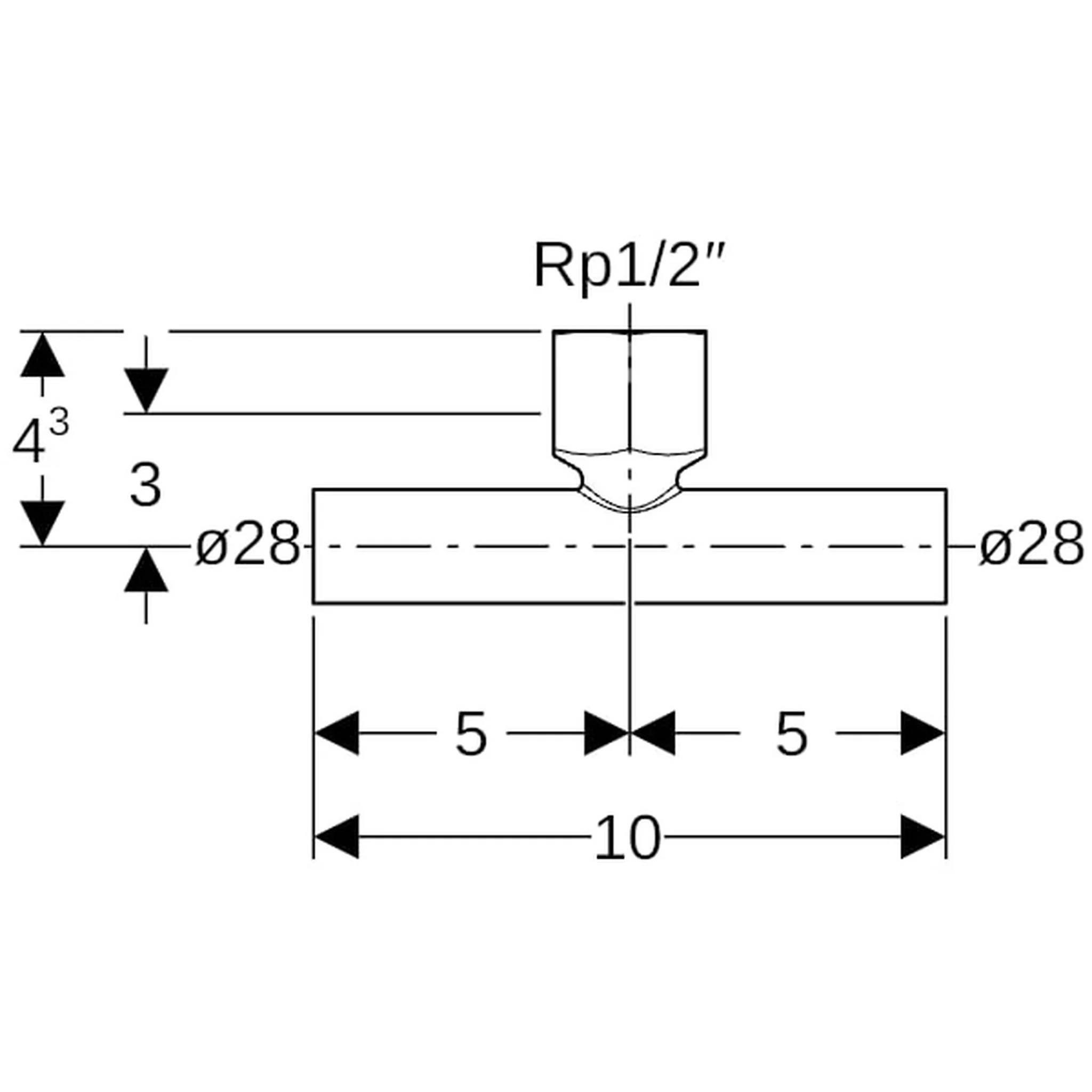 Geberit GE Mapress C-Stahl T-Stück, mit EE, d28 x Rp1/2 x 28 mm, verzinkt, 1 Stk.