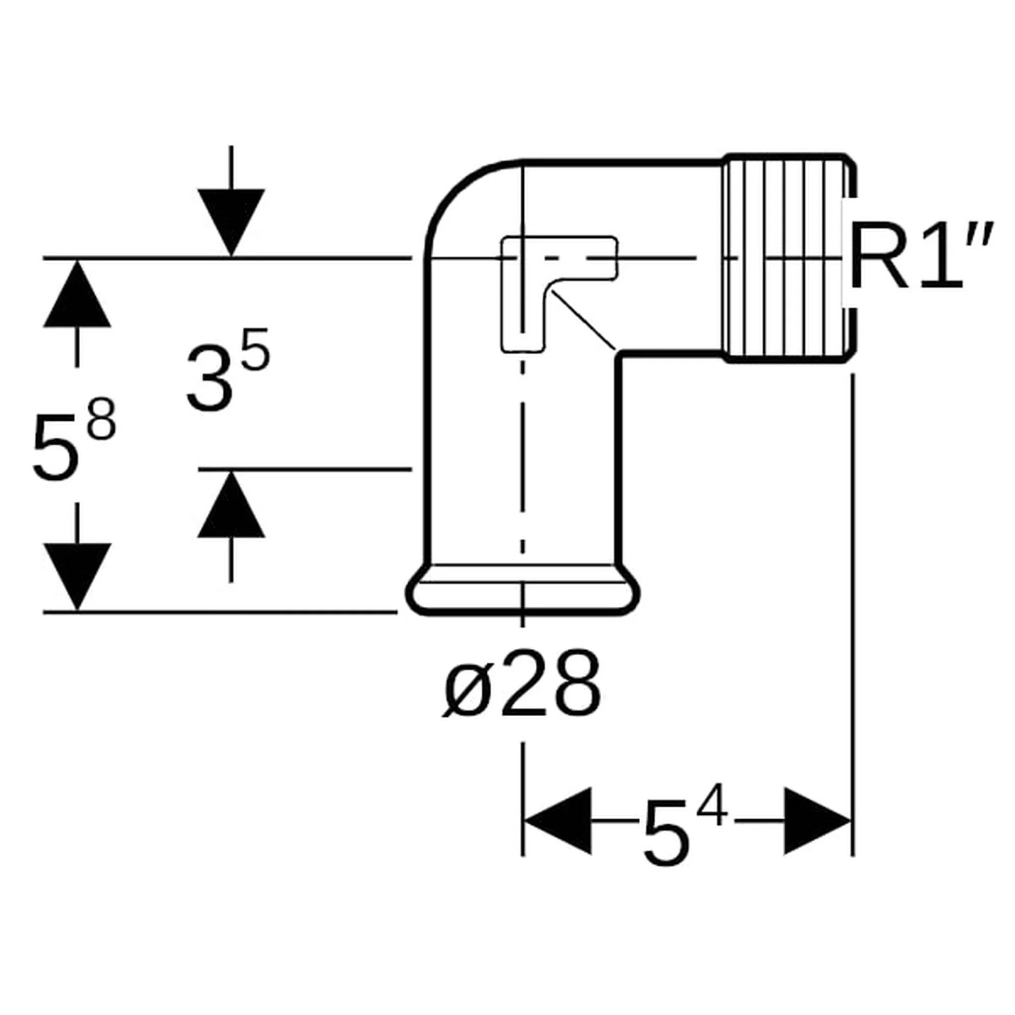 Geberit GE Mapress C-Stahl Übergangswinkel, 90 Grad, d28mm x R1, verzinkt, 1 Stk.