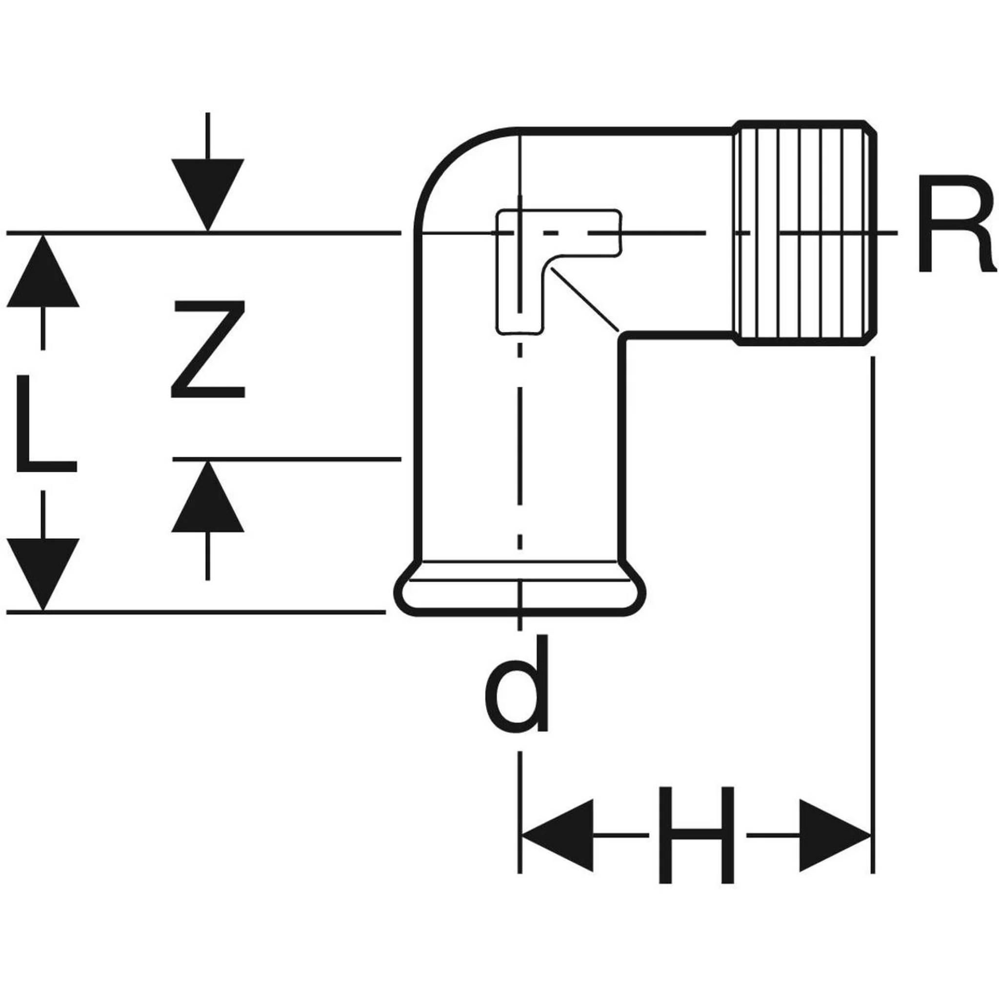 Geberit GE Mapress, C-Stahl, Übergangswinkel 90°, d22mm x R3/4, verzinkt, 1 Stk.