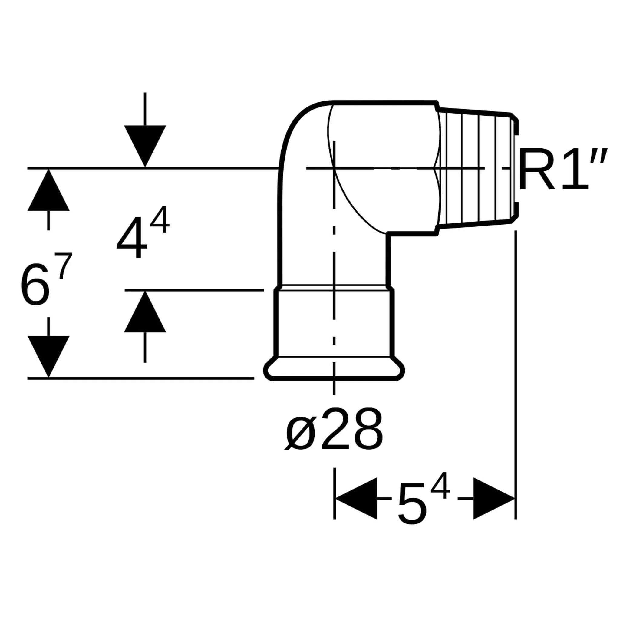 Geberit GE Mapress Therm, Übergangswinkel, 90 Grad, d28mm, R1, NPW, 1 Stk.