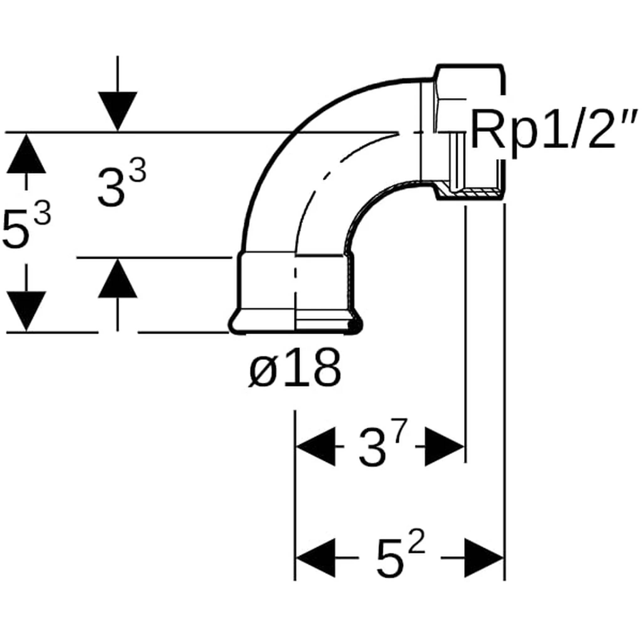 Geberit GE Mapress C-Stahl Übergangsbogen, 90 Grad, d 18 mm x Rp 1/2, verzinkt, 1 Stk.