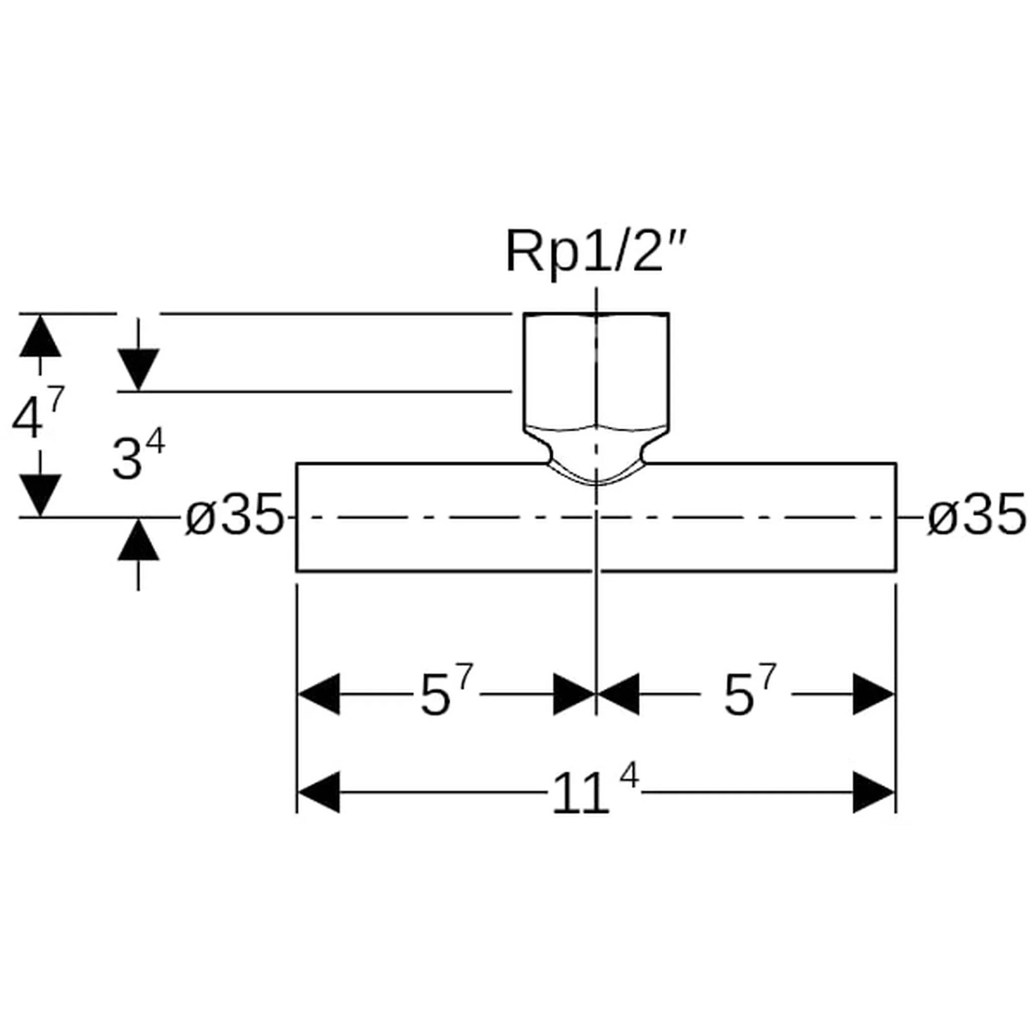 Geberit GE Mapress C-Stahl T-Stück, mit EE, d35 x Rp1/2 x 35 mm, verzinkt, 1 Stk.