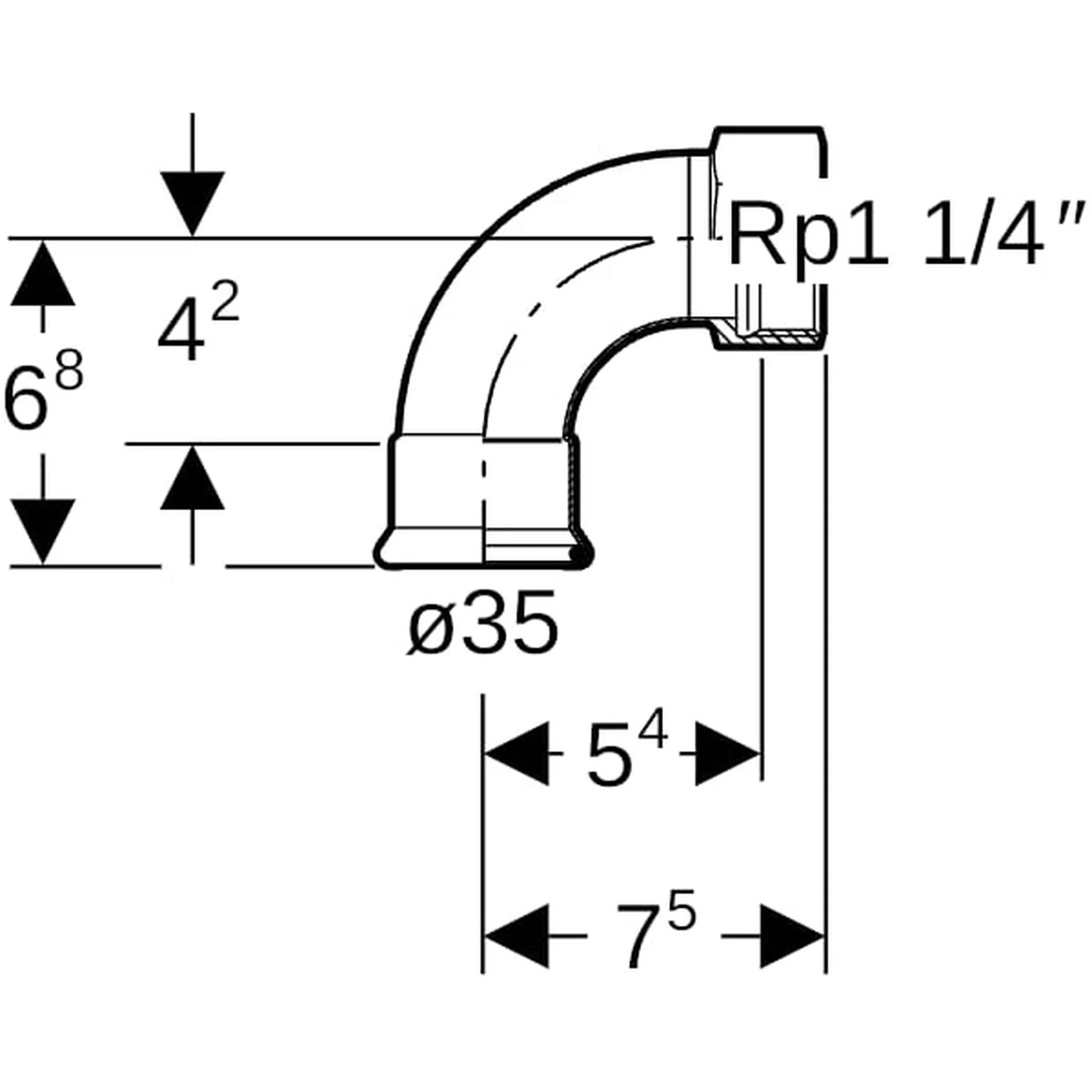 Geberit GE Mapress, C-Stahl, Übergangsbogen, 90°, d35mm x Rp1 1/4, verzinkt, 1 Stk.