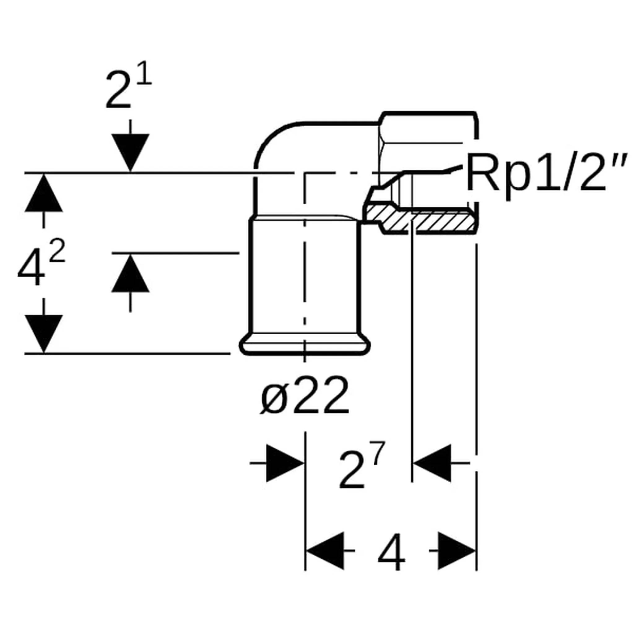 Geberit GE Mapress C-Stahl, Übergangswinkel 90 Gr., d22mm x Rp1/2, verzinkt, 1 Stk.