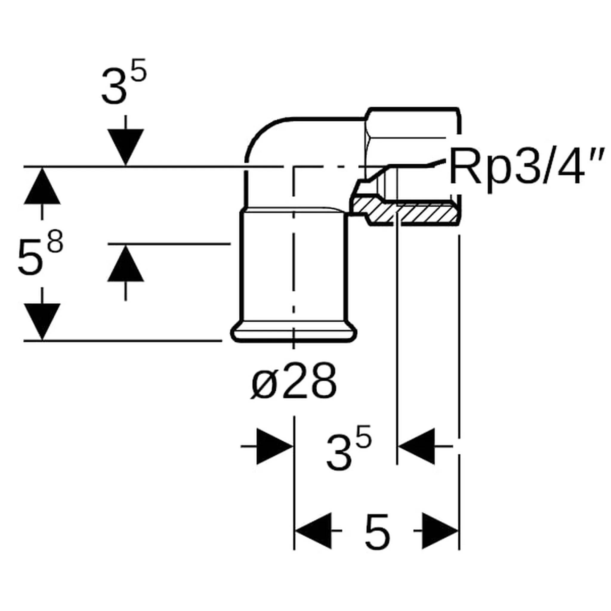 Geberit GE Mapress, C-Stahl, Übergangswinkel, 90 Grad, d28mm x Rp3/4, verzinkt, 1 Stk.