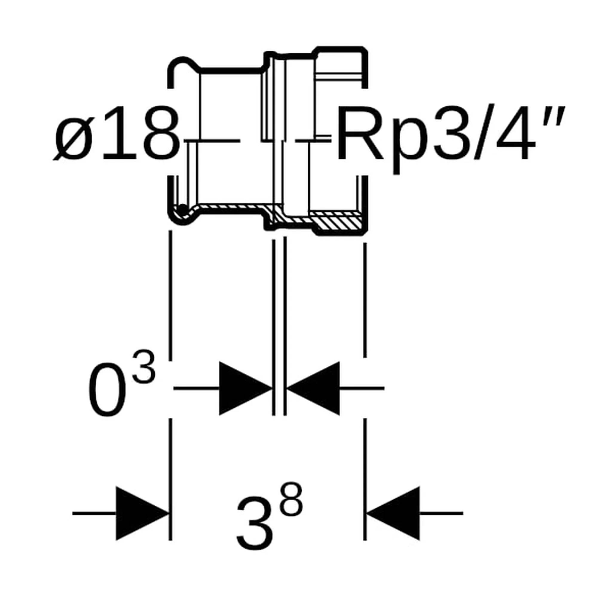 Geberit GE Mapress Therm Übergang d18mm, Rp3/4, NPW, 1 Stk.