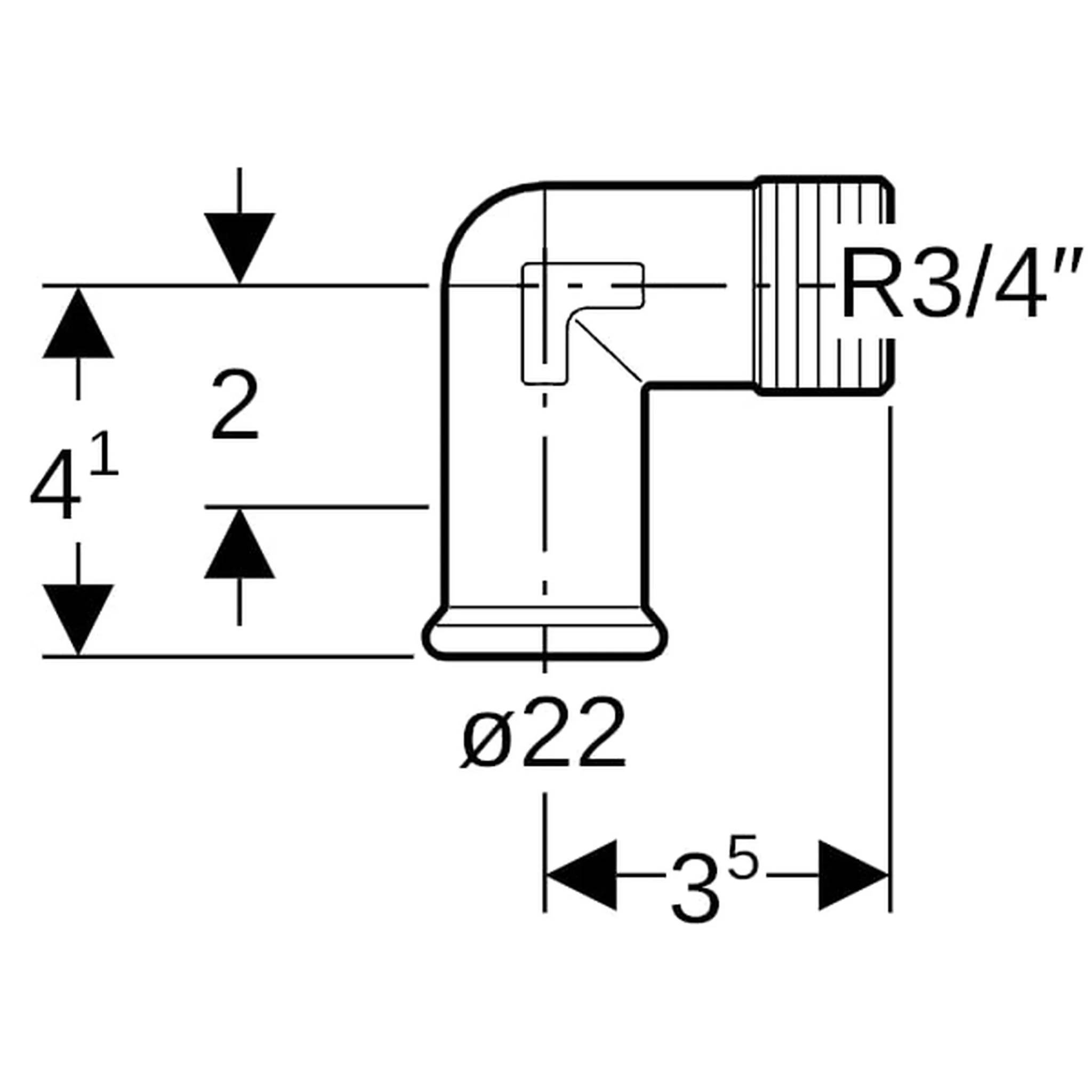 Geberit GE Mapress, C-Stahl, Übergangswinkel 90°, d22mm x R3/4, verzinkt, 1 Stk.