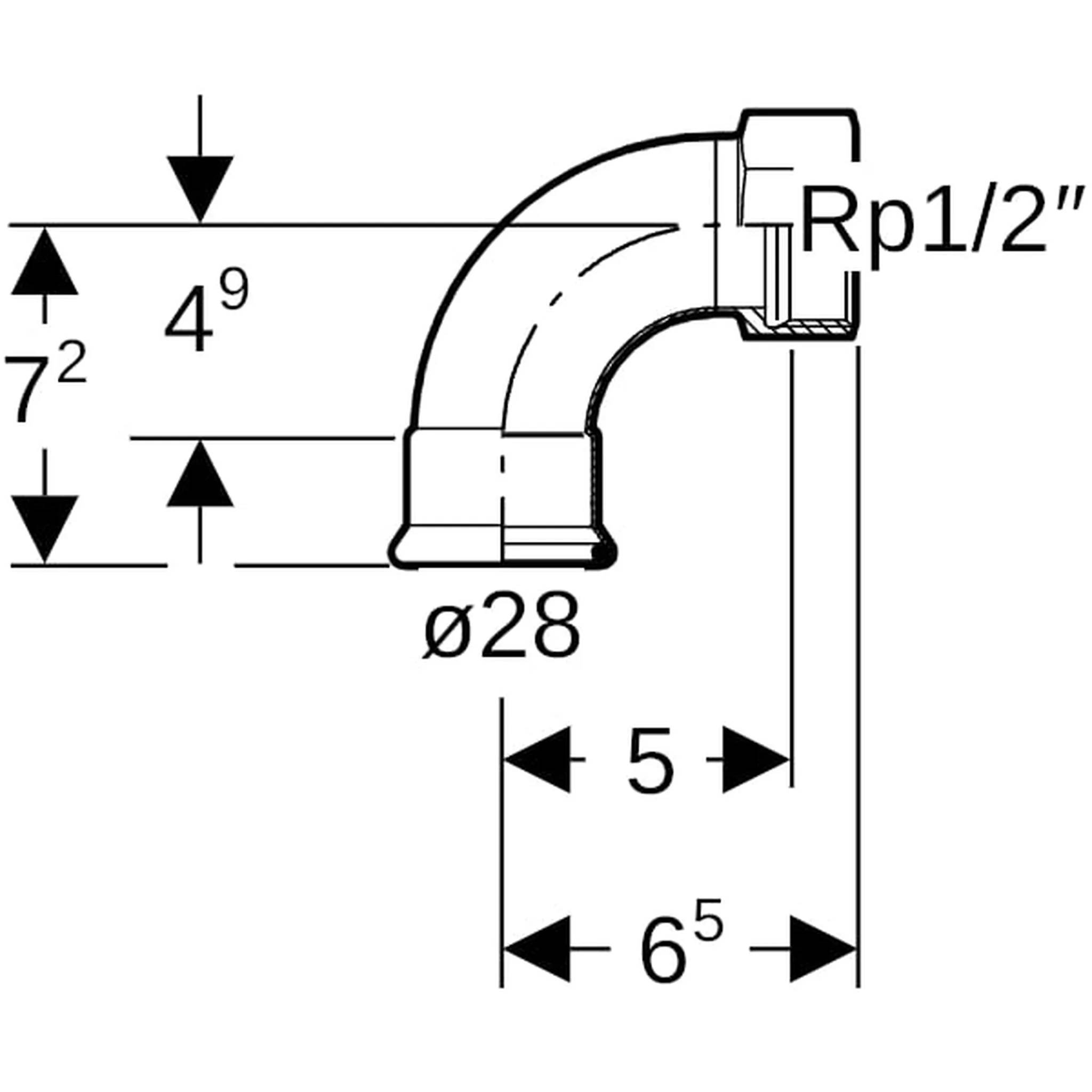 Geberit GE Mapress C-Stahl, Übergangsbogen, 90 Grad, d 28 mm x Rp 1/2, verzinkt, 1 Stk.