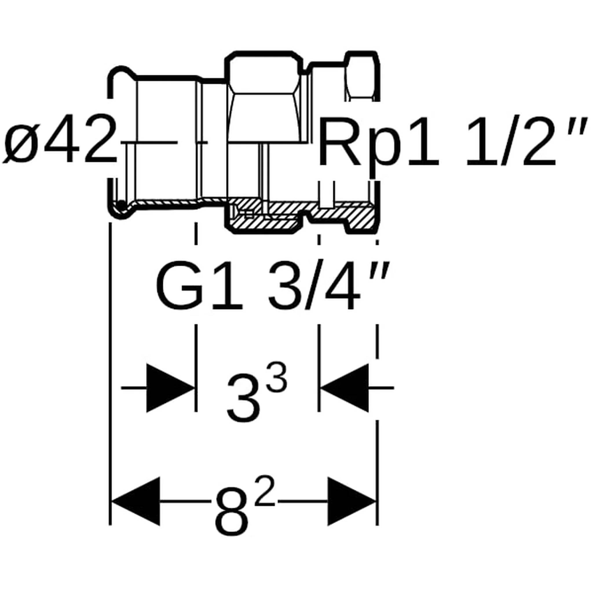 Geberit GE Mapress Therm, Übergangsverschraubung, d42mm x Rp6/4, NPW, 1 Stk.