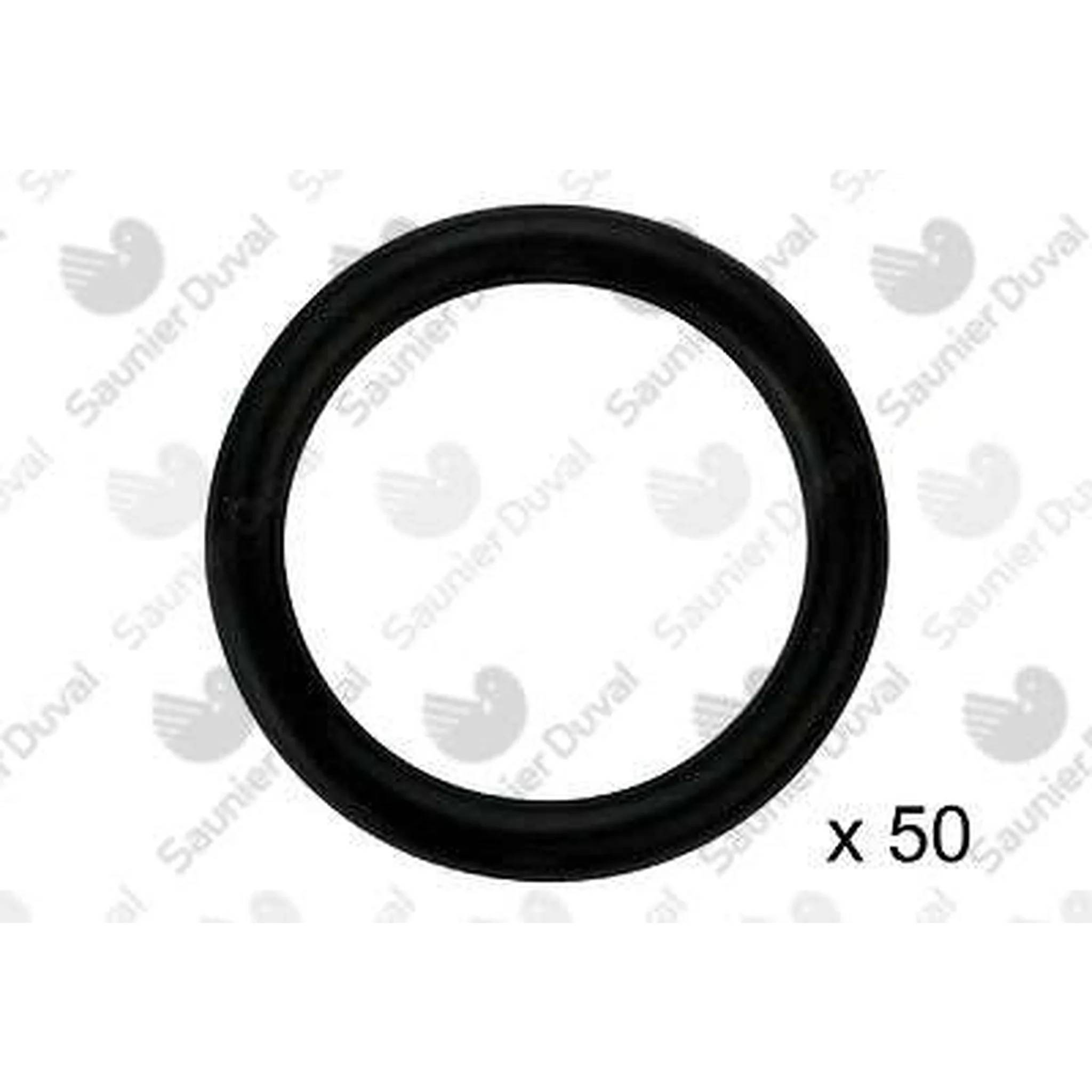Schwarze Gummidichtung O-Ring auf weißem Hintergrund gezeigt, mit der Bezeichnung „x 50