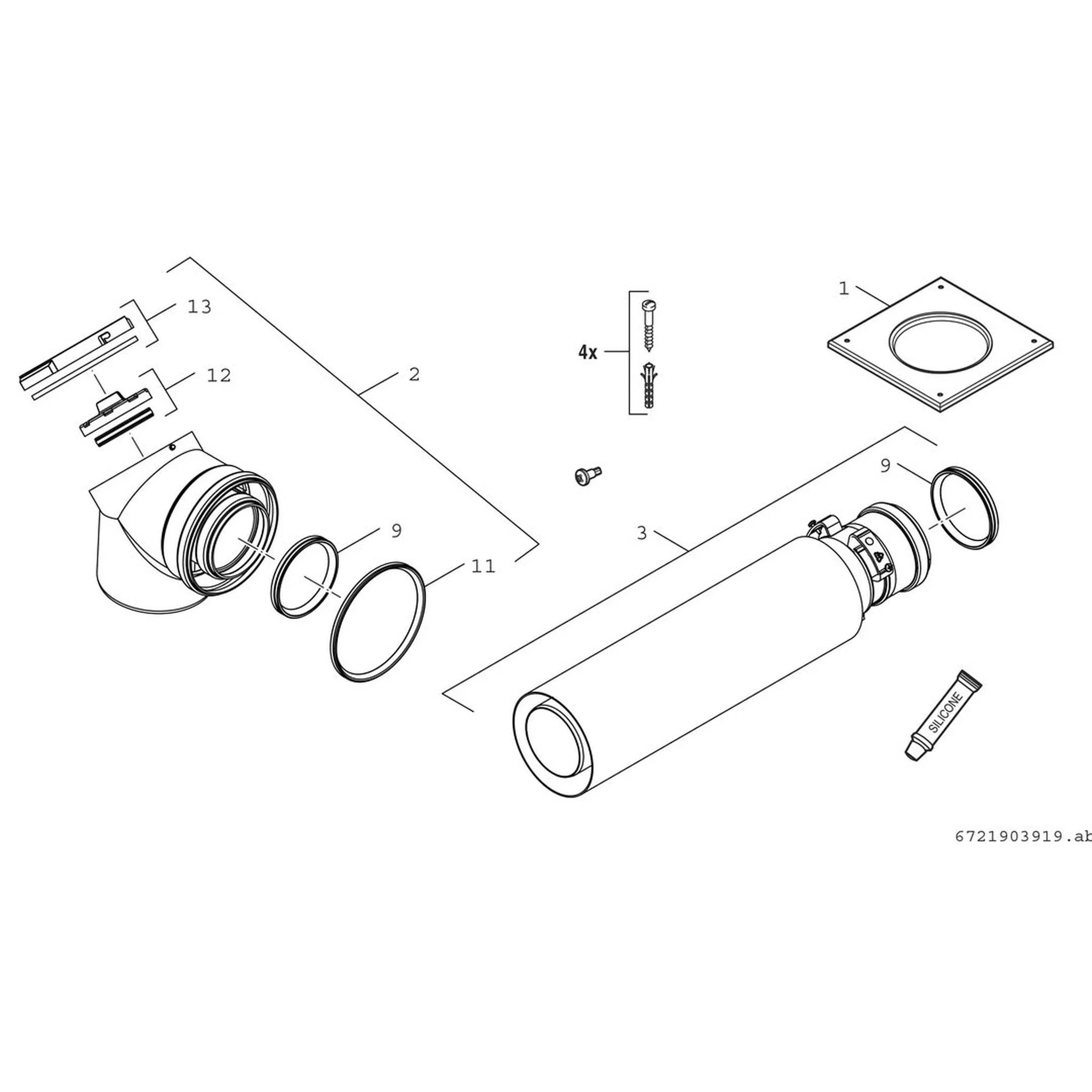 Bosch BOSCH Grundbausatz, C(14)3, d:80/125, zum Schacht, FC-Set80, 1 Stk.
