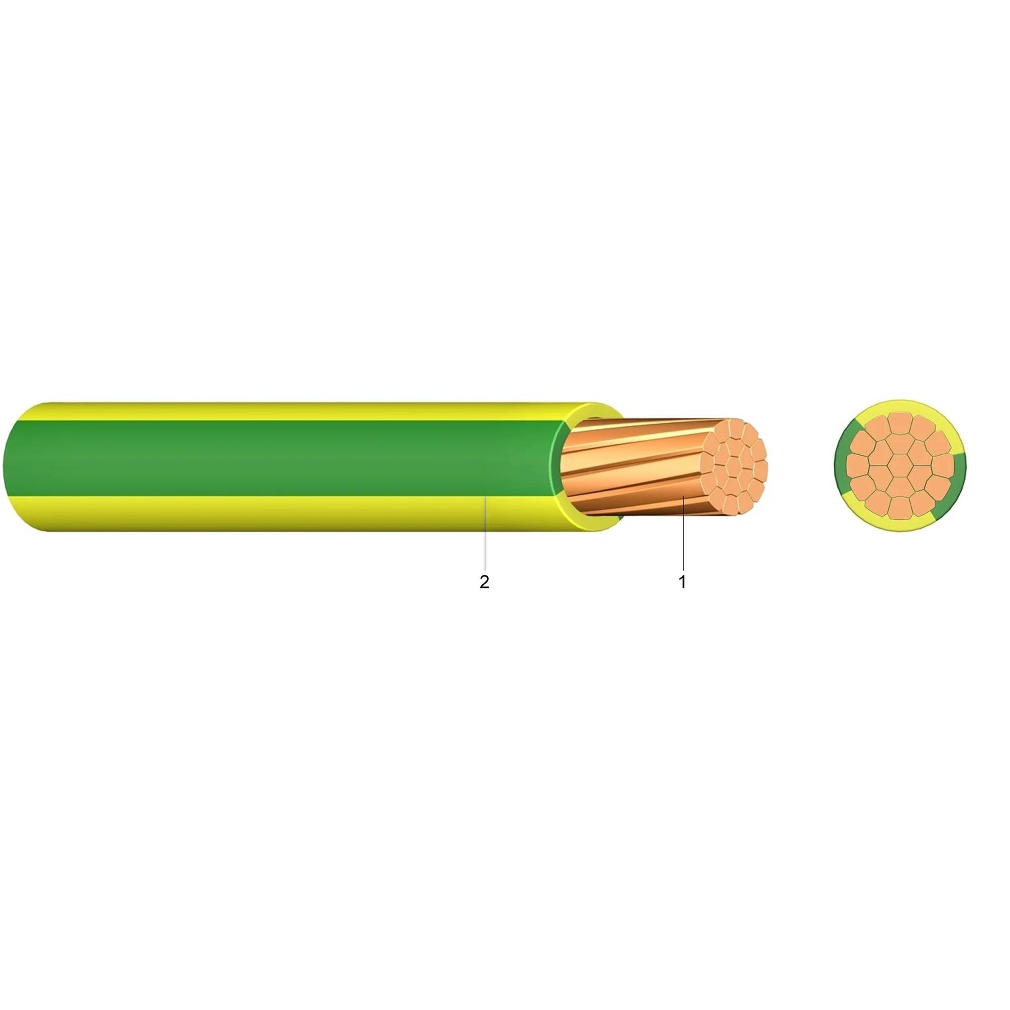 Meinhart PVC Aderleitung, mehrdrähtig, Ym 16, gelb/grün, Bund mit 100m, 1 Stk.