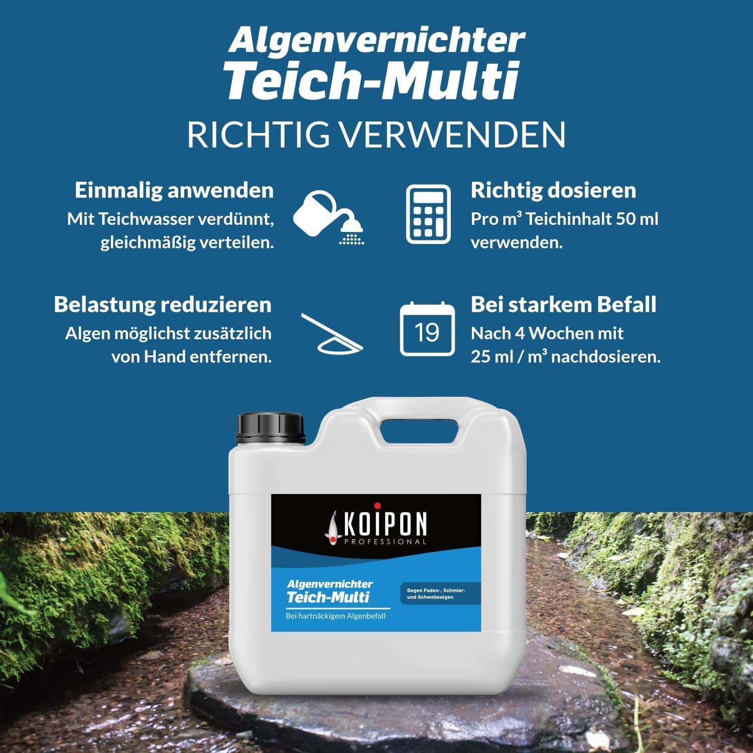 KOIPON Algenvernichter Teich-Multi 0,5L gegen Faden- & Schwebealgen