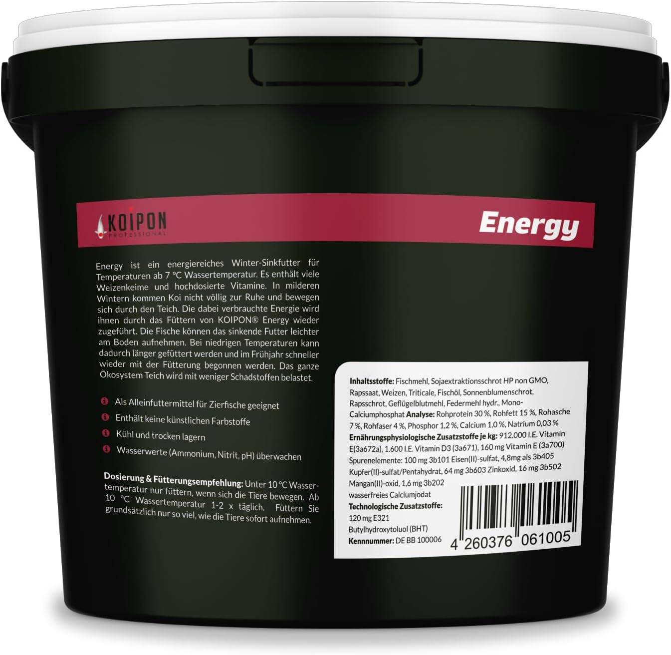 KOIPON Energy 15kg 6mm Winterfutter für Koi & Goldfische sinkend