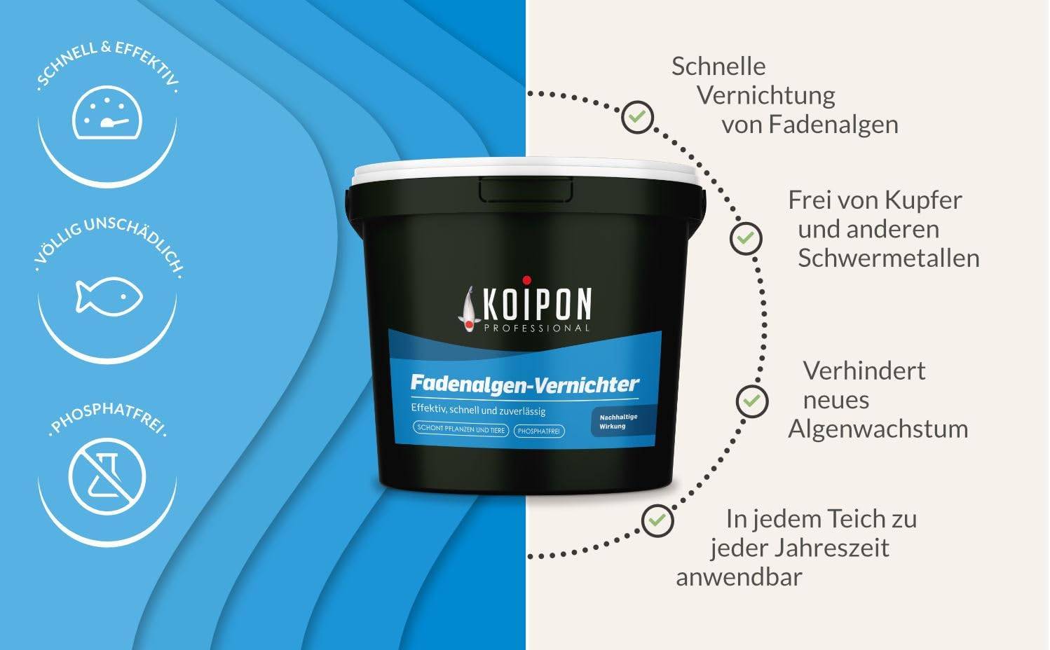 KOIPON Fadenalgen-Vernichter 1kg phosphatfrei gegen Fadenalgen im Teich