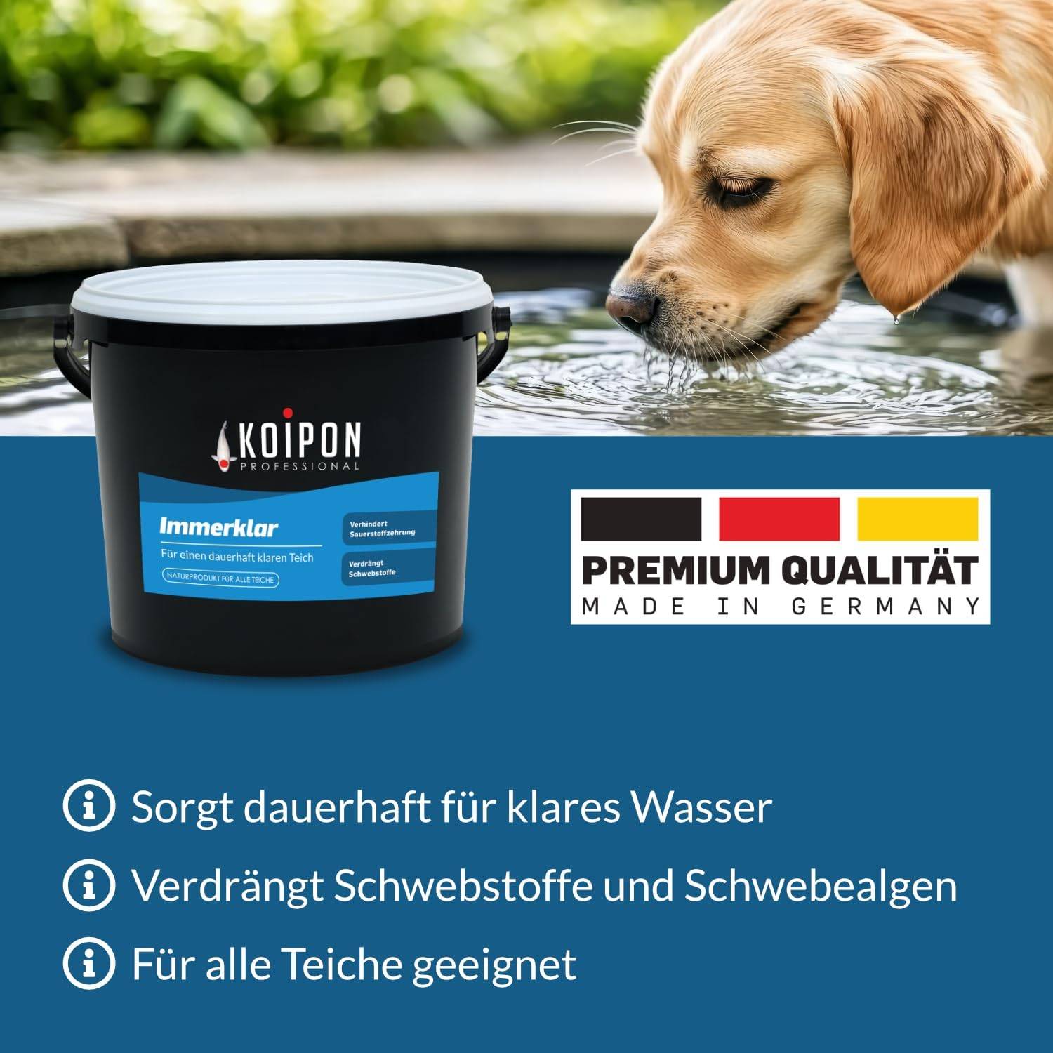 KOIPON Immerklar 10kg Natürlicher Wasseraufbereiter gegen Schwebealgen & Trübung