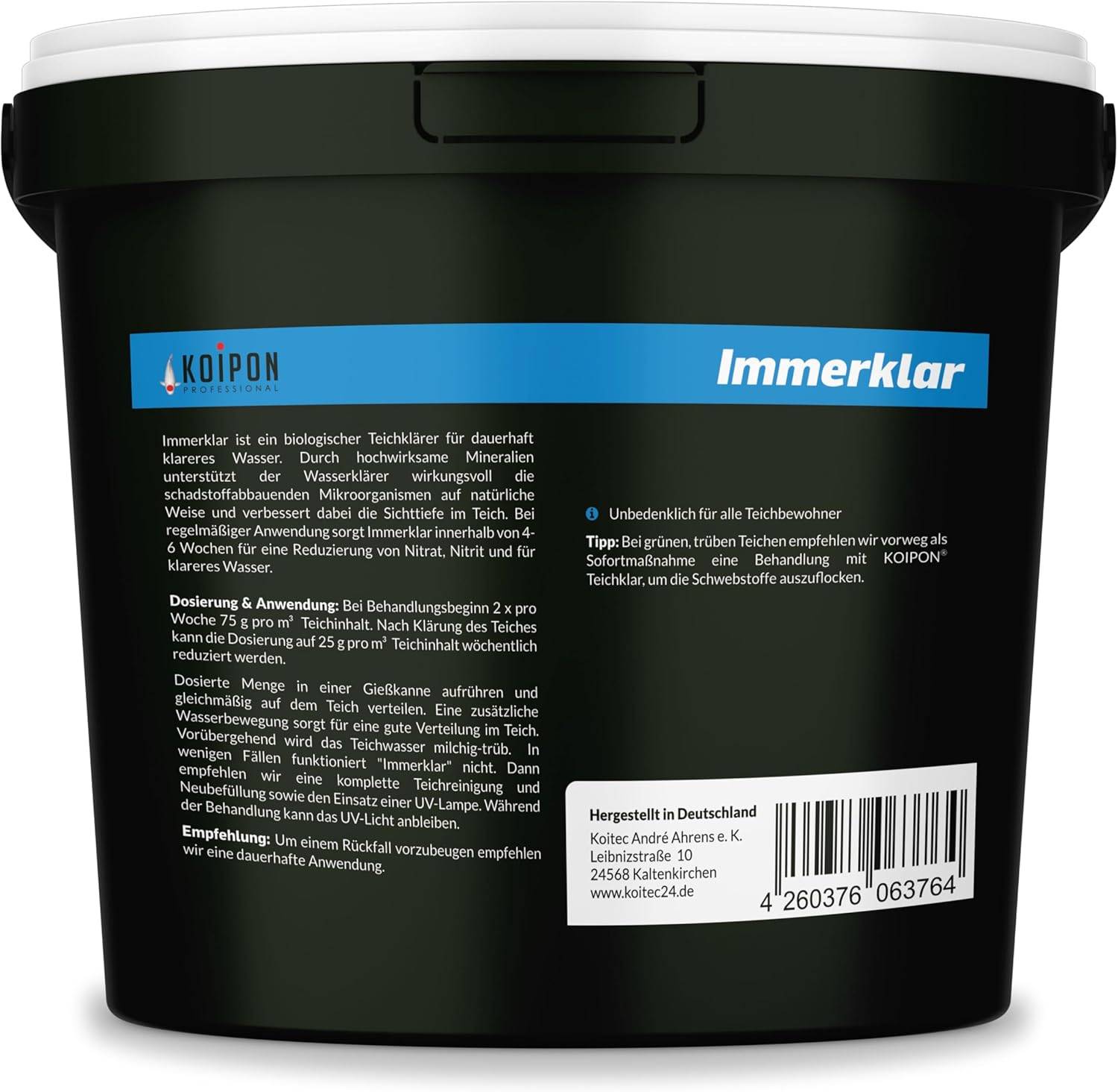 KOIPON Immerklar 10kg Natürlicher Wasseraufbereiter gegen Schwebealgen & Trübung
