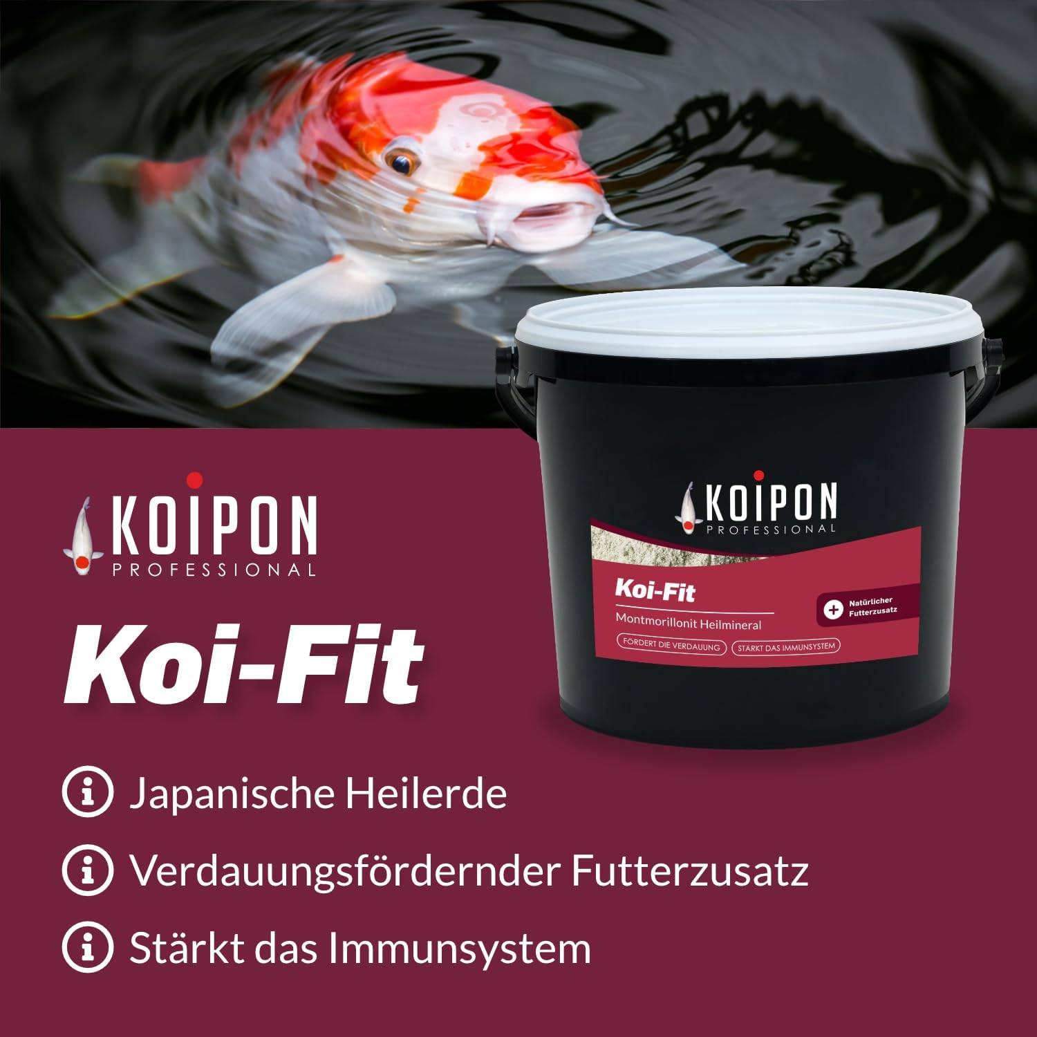 KOIPON Koi-Fit 1kg Futteraufwertung Montmorillonit für Farbe & Gesundheit